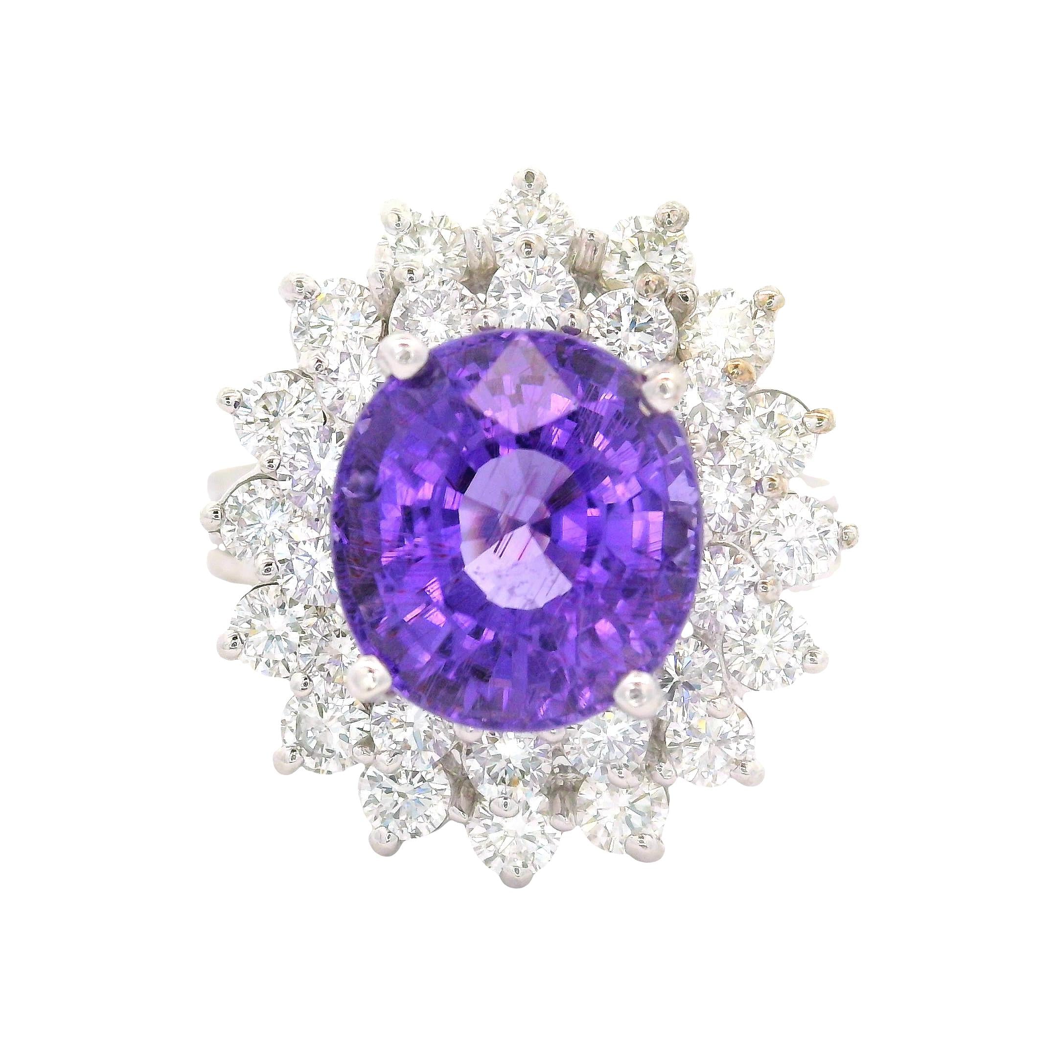 5.32 Carat No-Heat Purple Paraiba Tourmaline Diamond 18K White Gold Ring, AGL