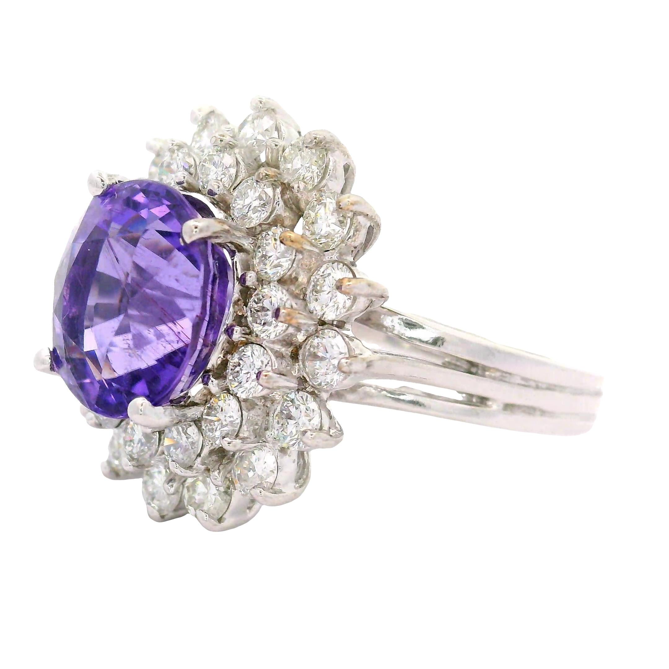 5.32 Carat No-Heat Purple Paraiba Tourmaline Diamond 18K White Gold Ring, AGL