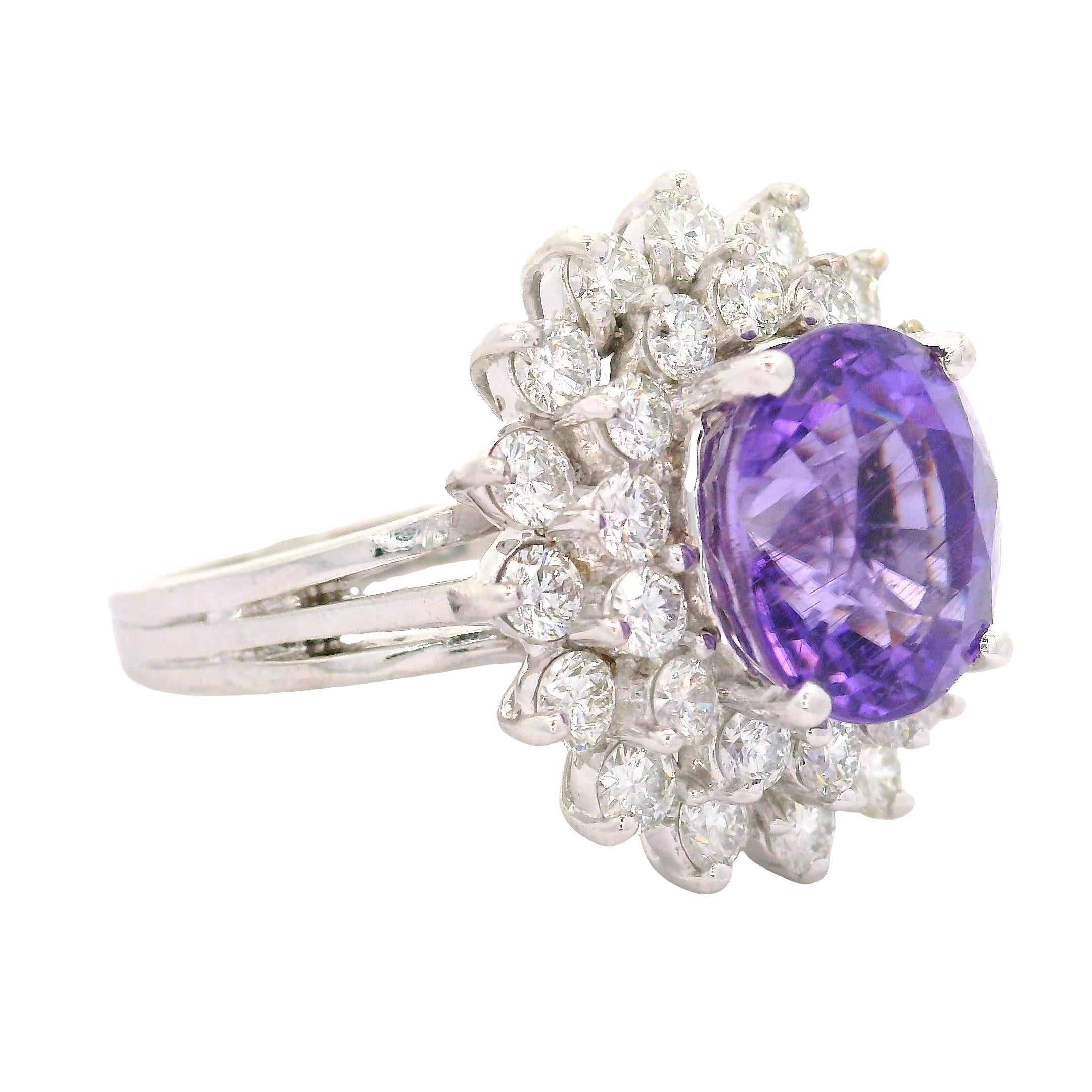 5.32 Carat No-Heat Purple Paraiba Tourmaline Diamond 18K White Gold Ring, AGL