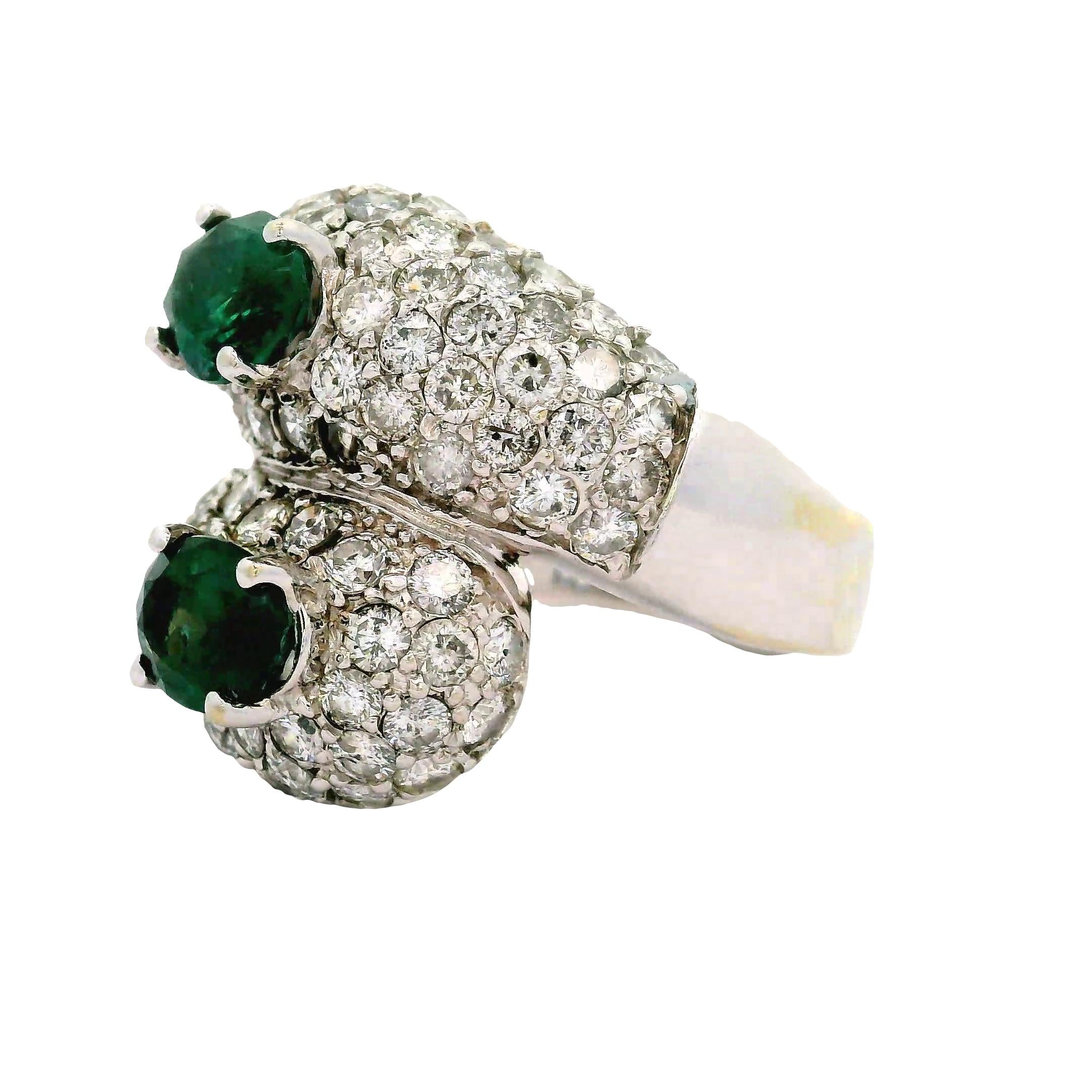 Estate Alexandrite Diamond 18K White Gold Bypass Ring, GIA Certified