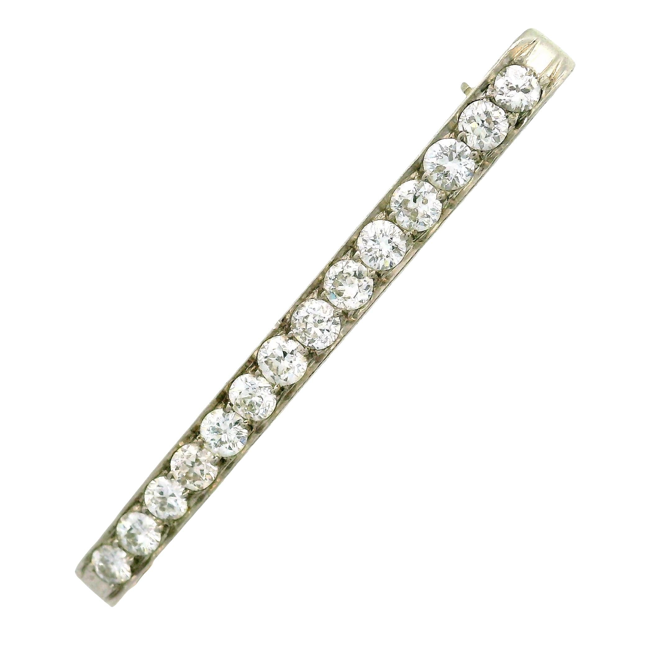 Art Deco Diamond Platinum Line Bar Pin Brooch