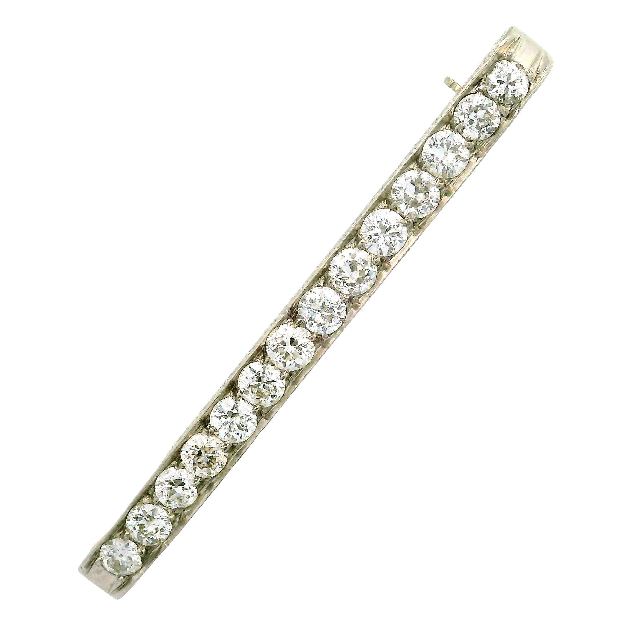 Art Deco Diamond Platinum Line Bar Pin Brooch