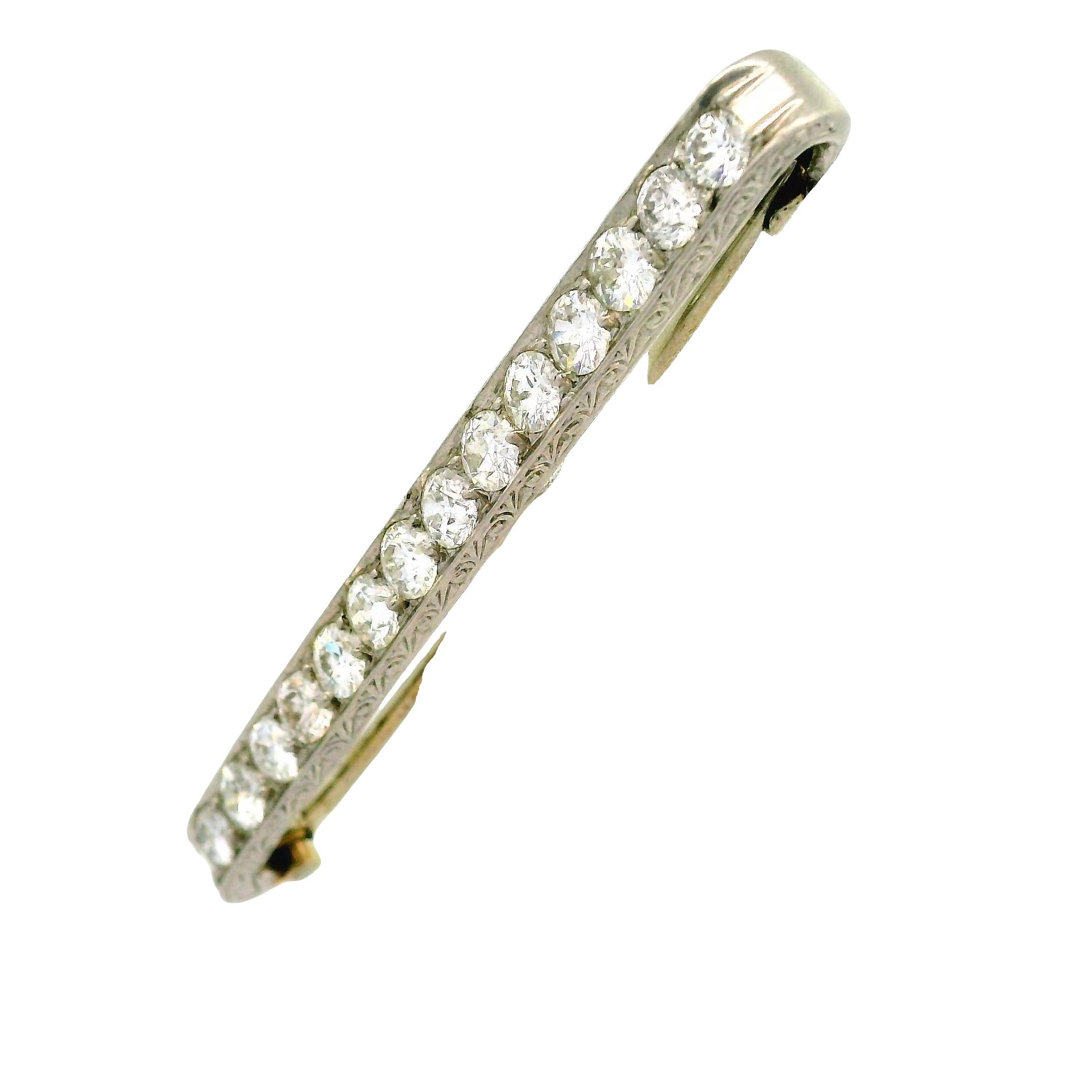 Art Deco Diamond Platinum Line Bar Pin Brooch