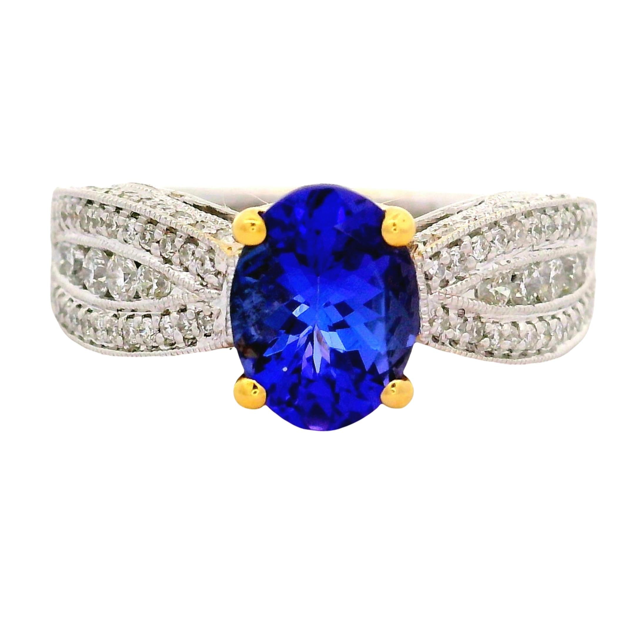 Tanzanite Diamond 18K Two-Tone Gold Ring
