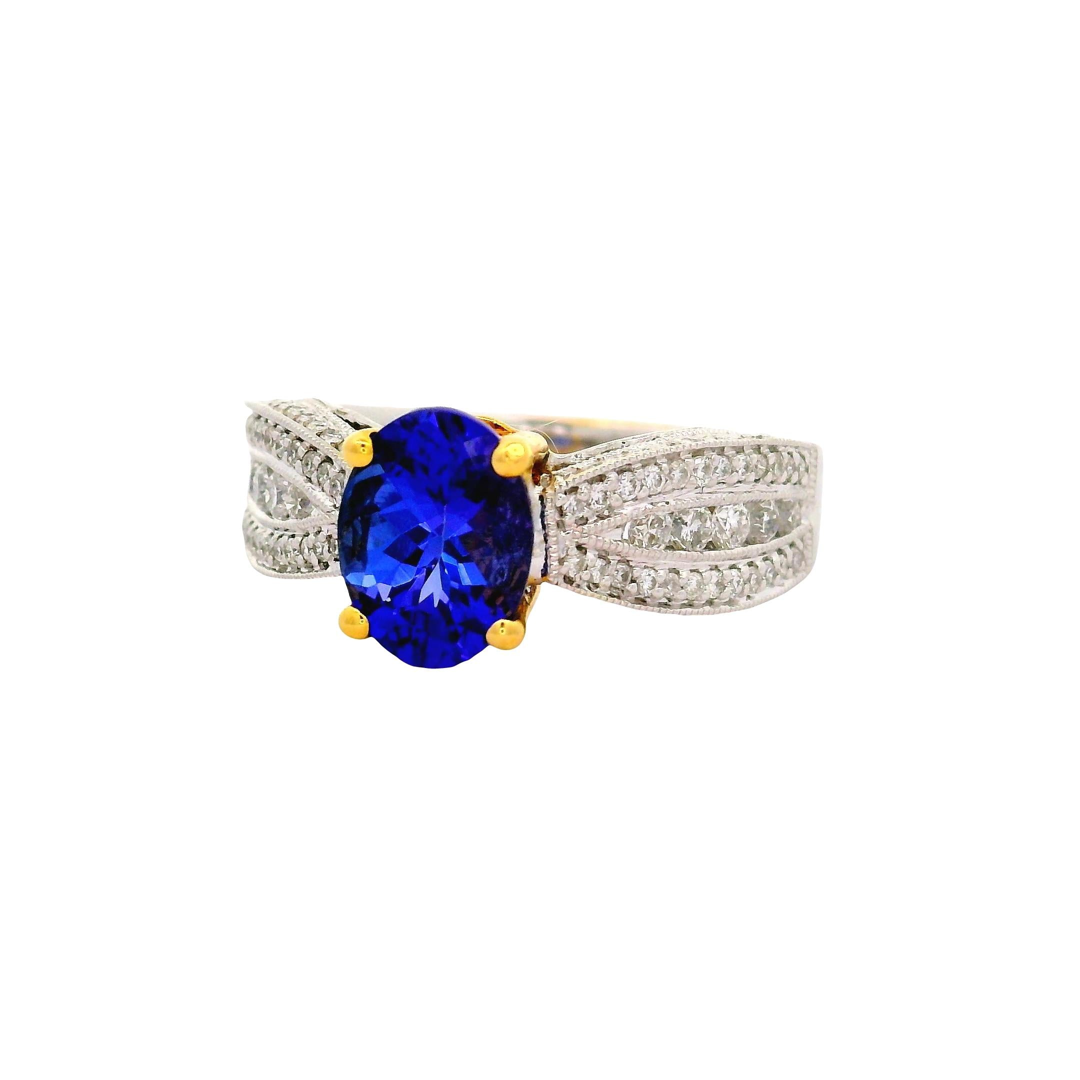 Tanzanite Diamond 18K Two-Tone Gold Ring