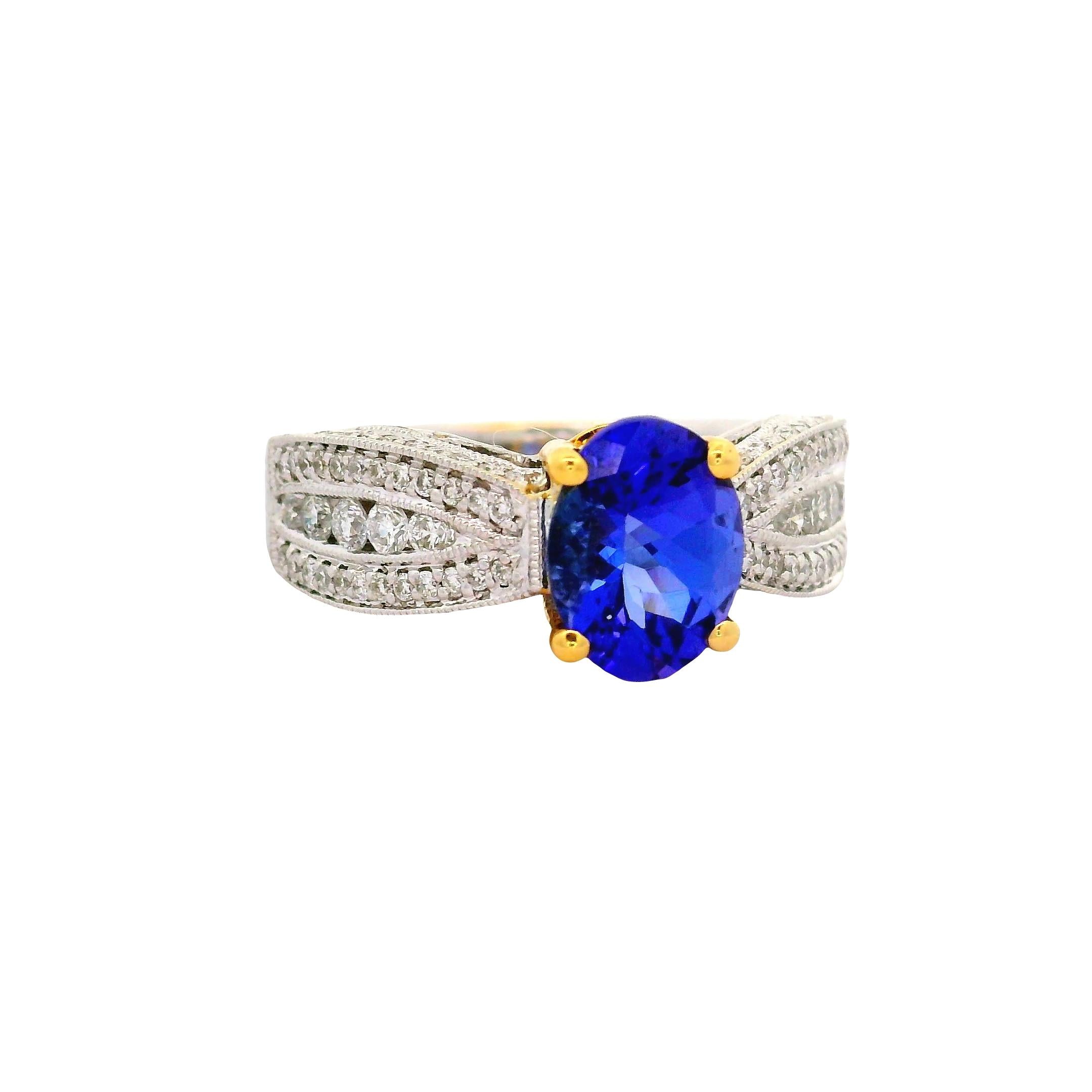 Tanzanite Diamond 18K Two-Tone Gold Ring