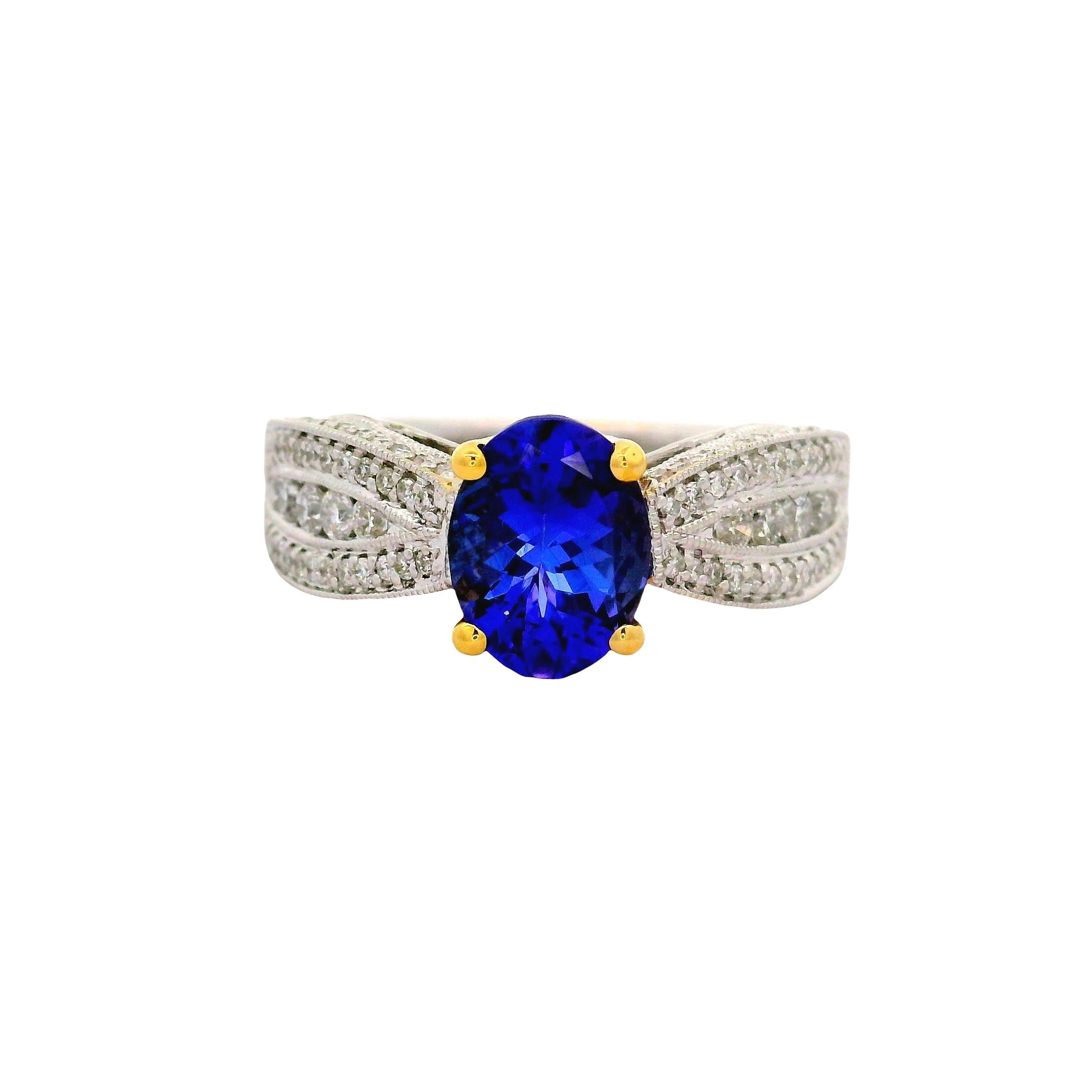 Tanzanite Diamond 18K Two-Tone Gold Ring