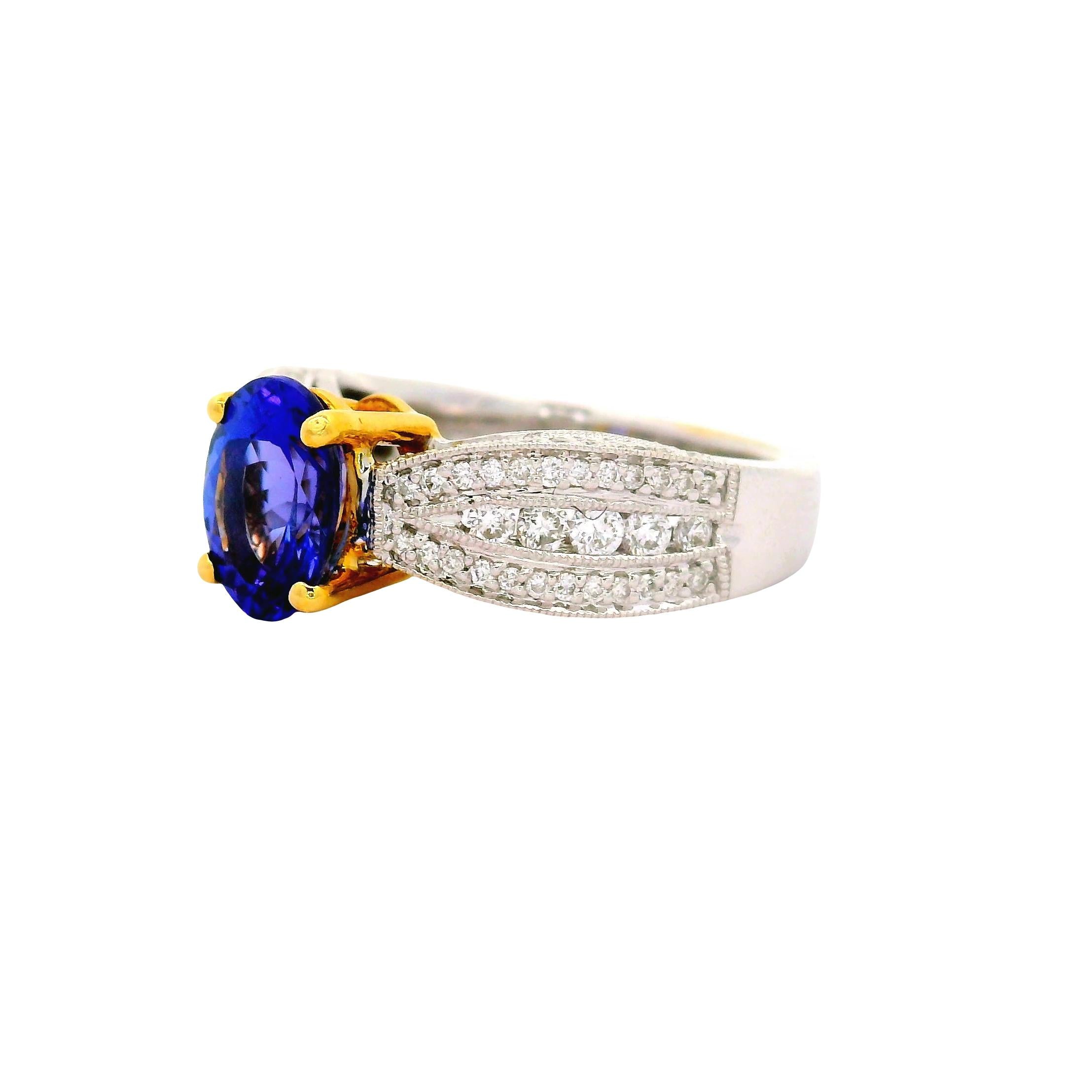 Tanzanite Diamond 18K Two-Tone Gold Ring
