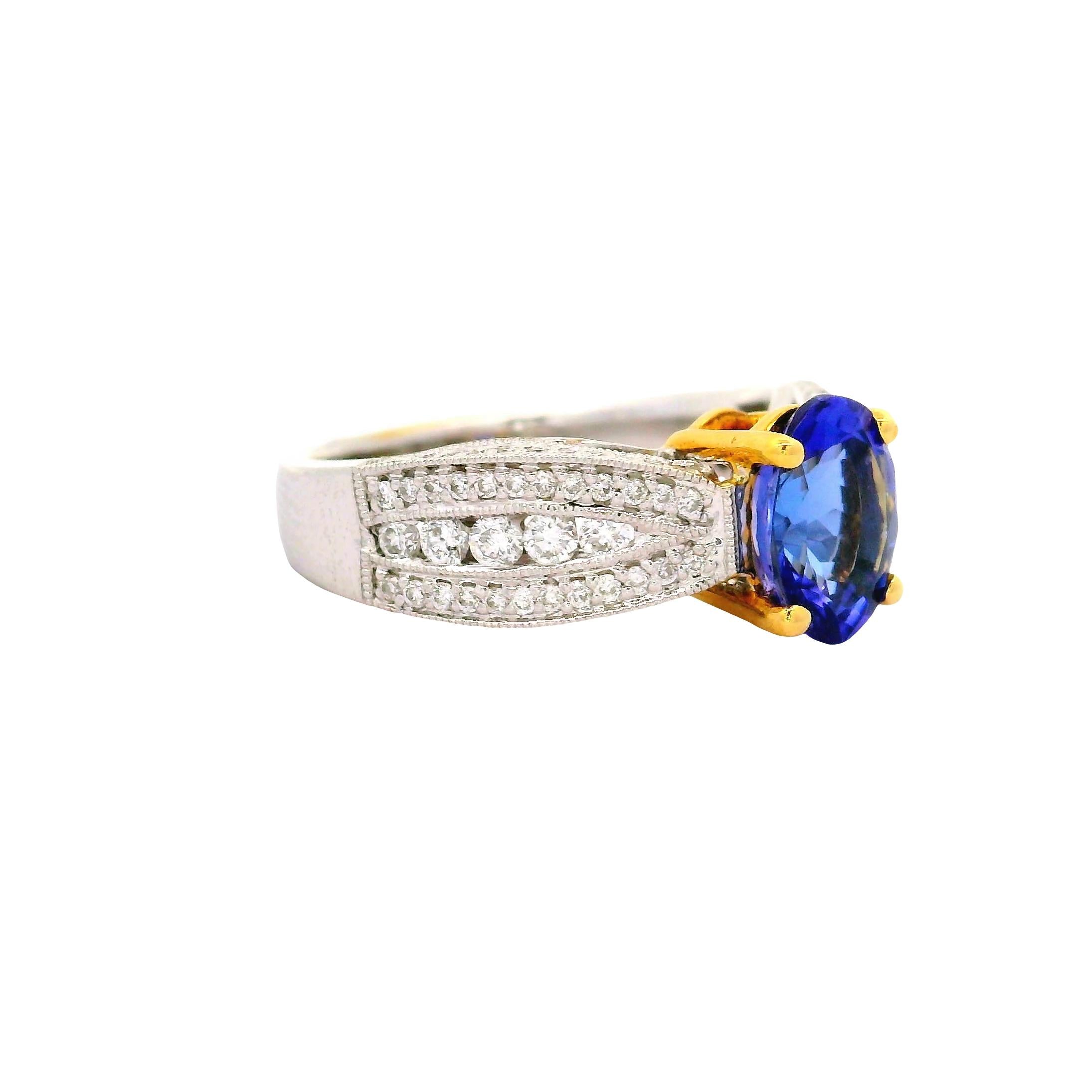 Tanzanite Diamond 18K Two-Tone Gold Ring