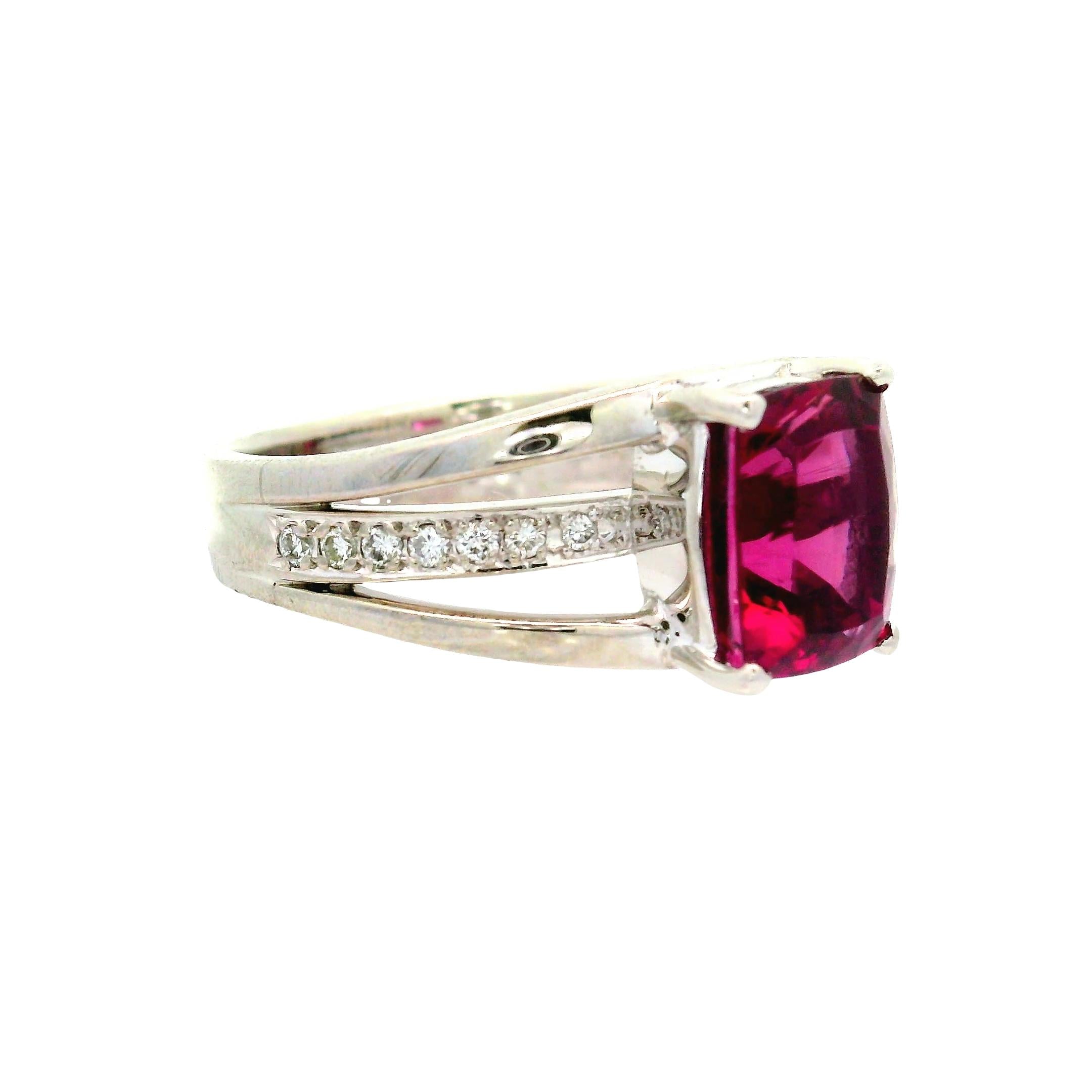 3.62 Carat Rhodolite Garnet Diamond Platinum Ring