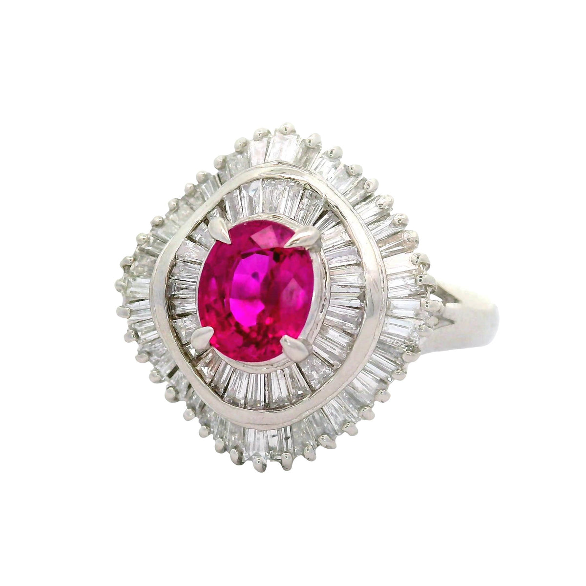 Pink Sapphire Diamond Platinum Ring, GIA Certified
