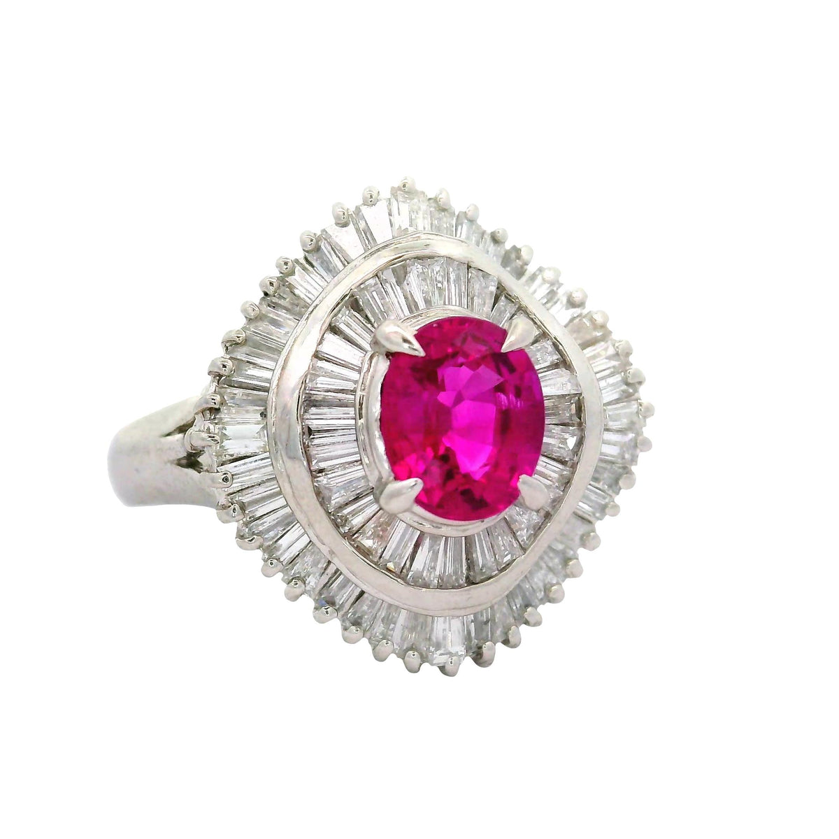 Pink Sapphire Diamond Platinum Ring, GIA Certified