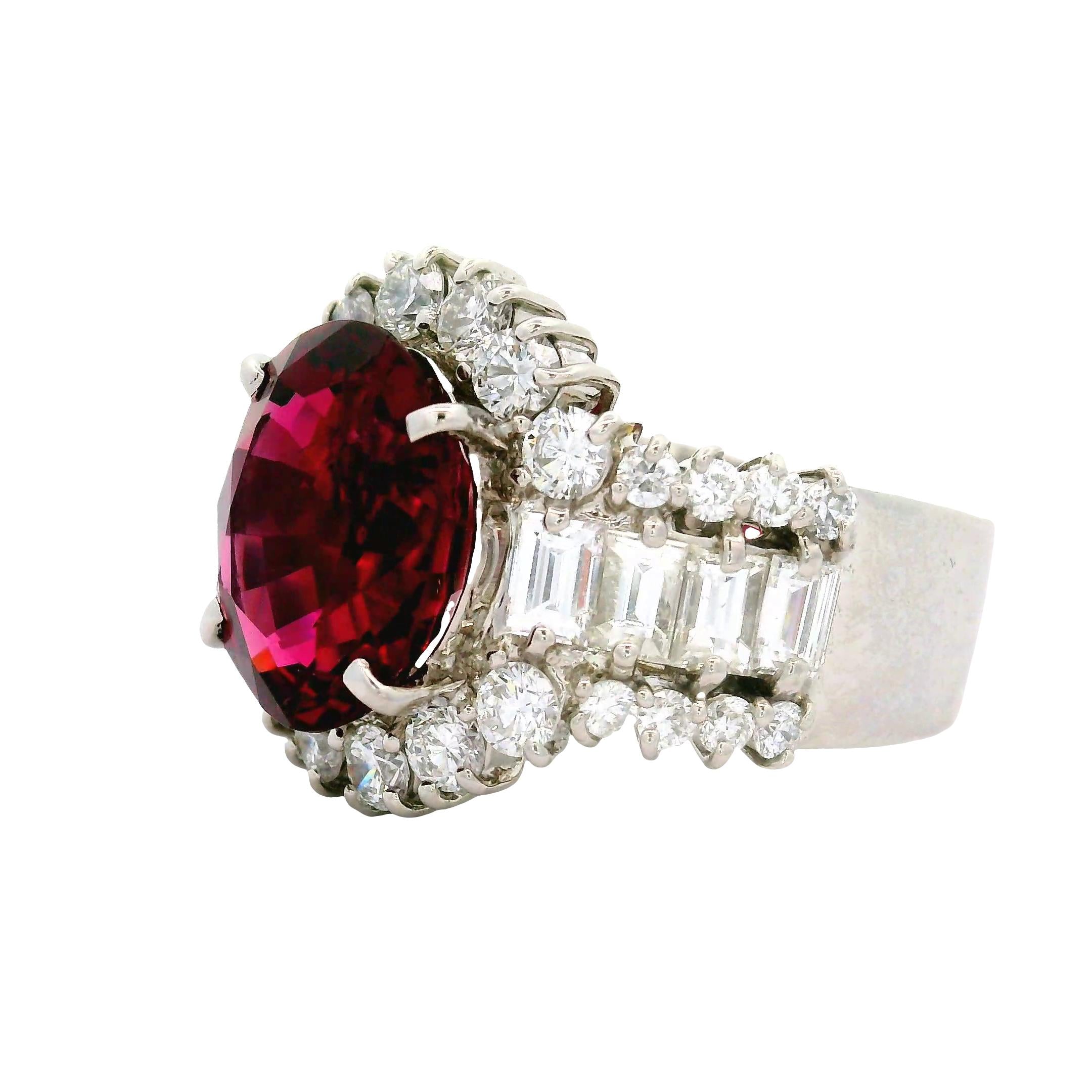 5.57 Carat No-Heat Burmese Red Spinel Diamond Platinum Ring, GIA Certified