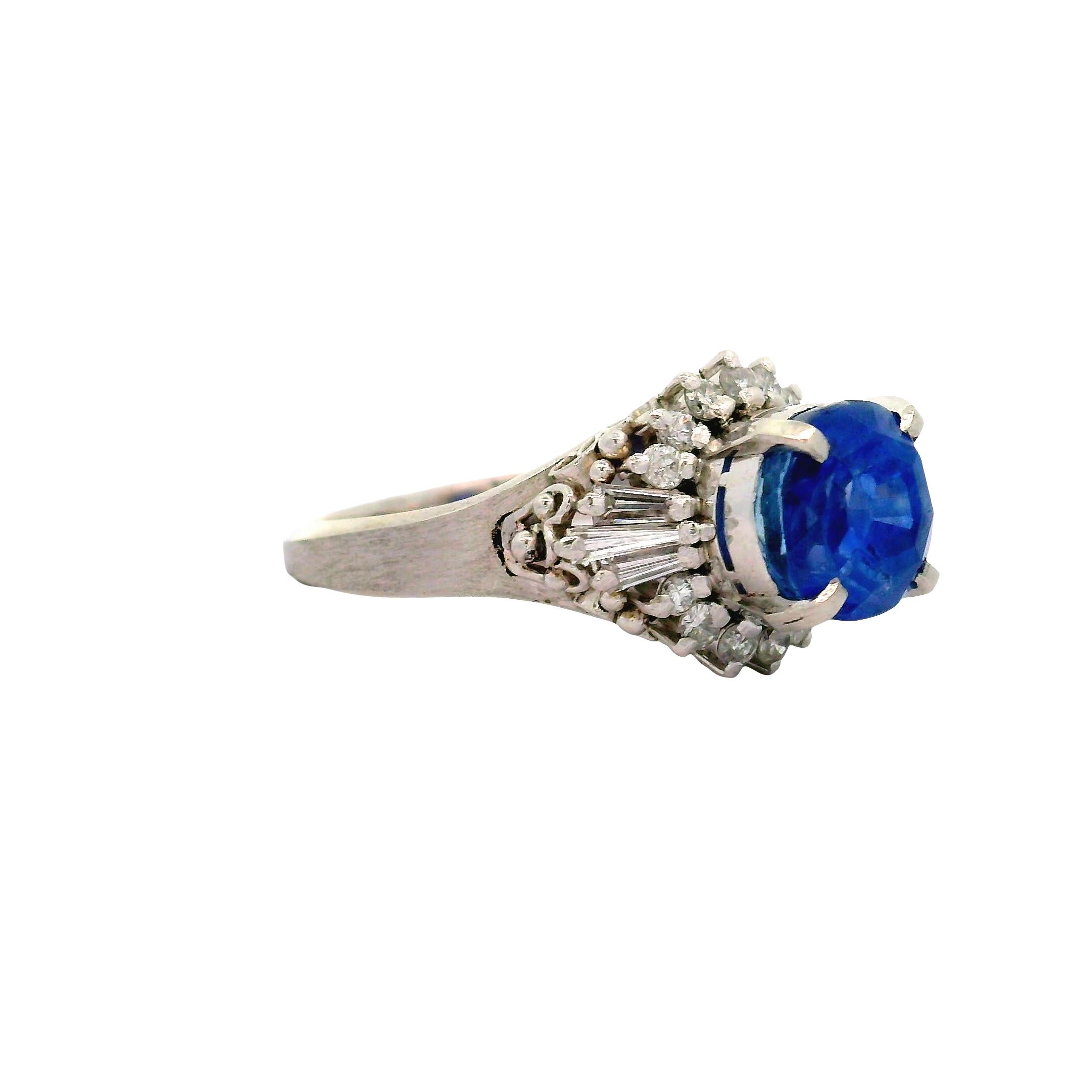 4.62 Carat No-Heat Ceylon Blue Sapphire Diamond Platinum Ring, GIA Certified