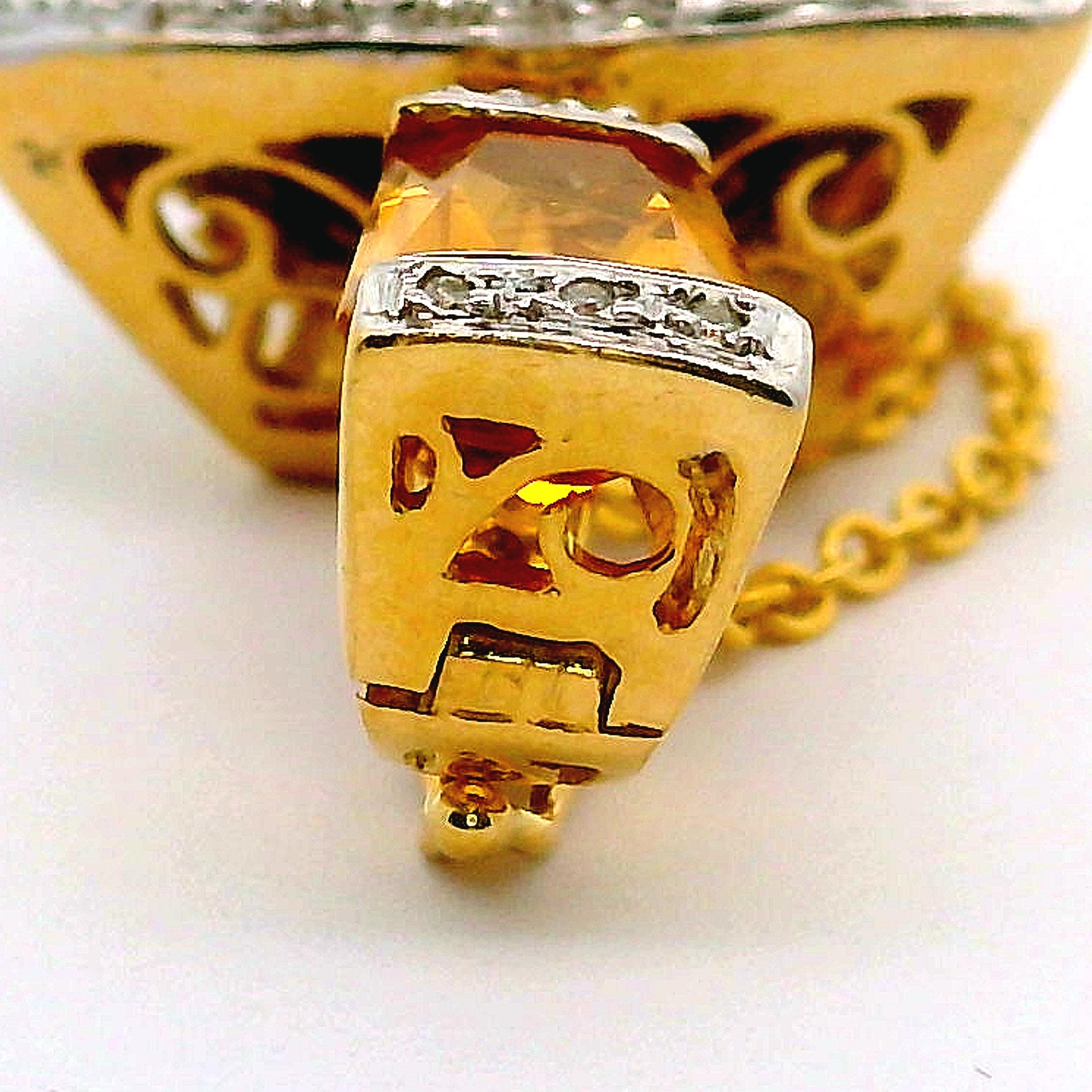 Bellarri Smokey Quartz Citrine Diamond 18K Yellow Gold Pendant Necklace