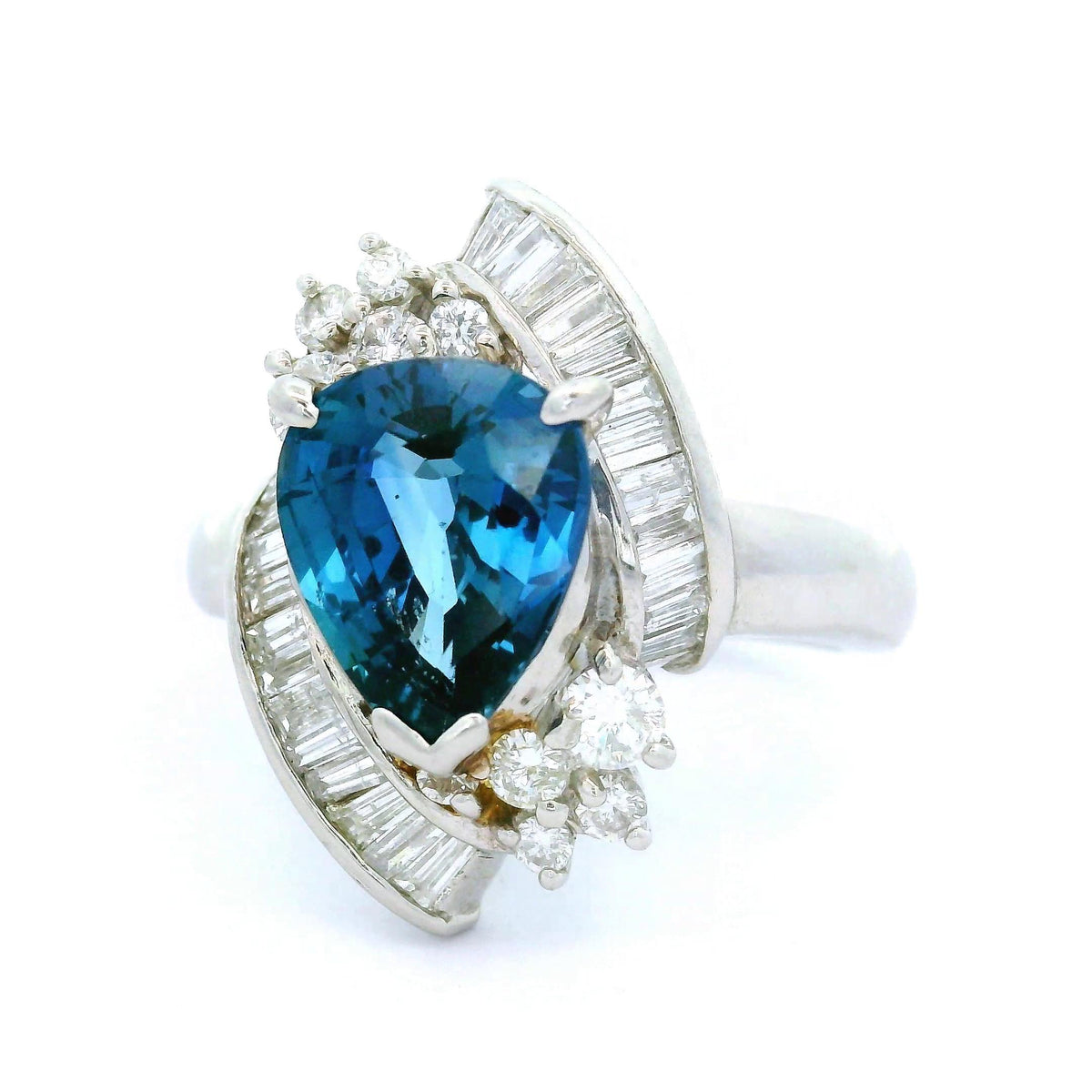 Blue Sapphire Diamond Platinum Ring