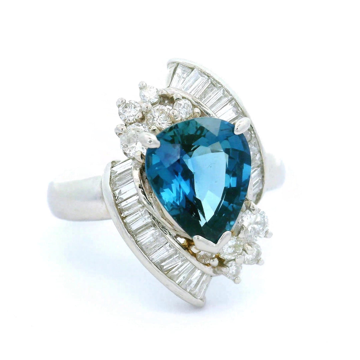 Blue Sapphire Diamond Platinum Ring