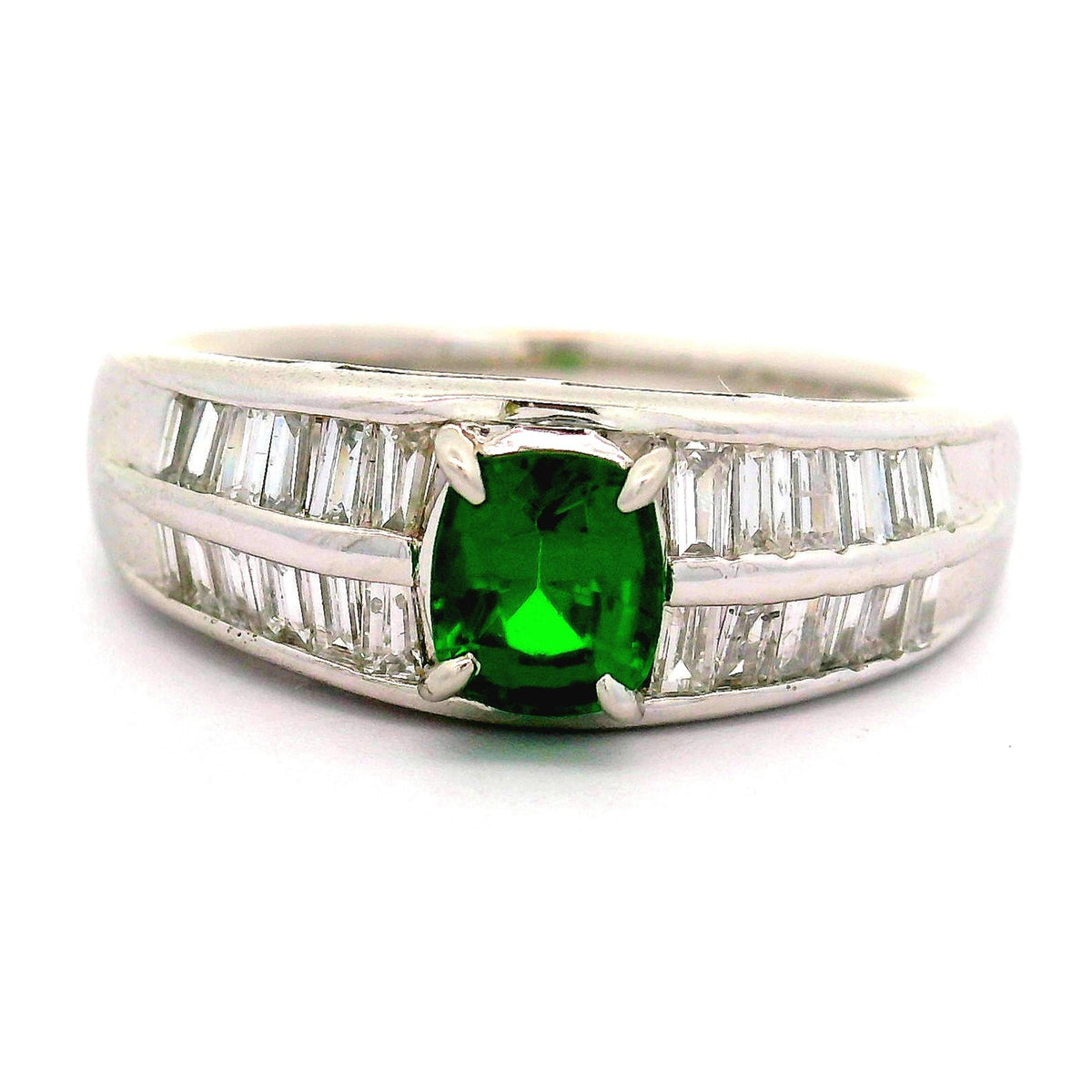 Tsavorite Garnet Diamond Platinum Ring