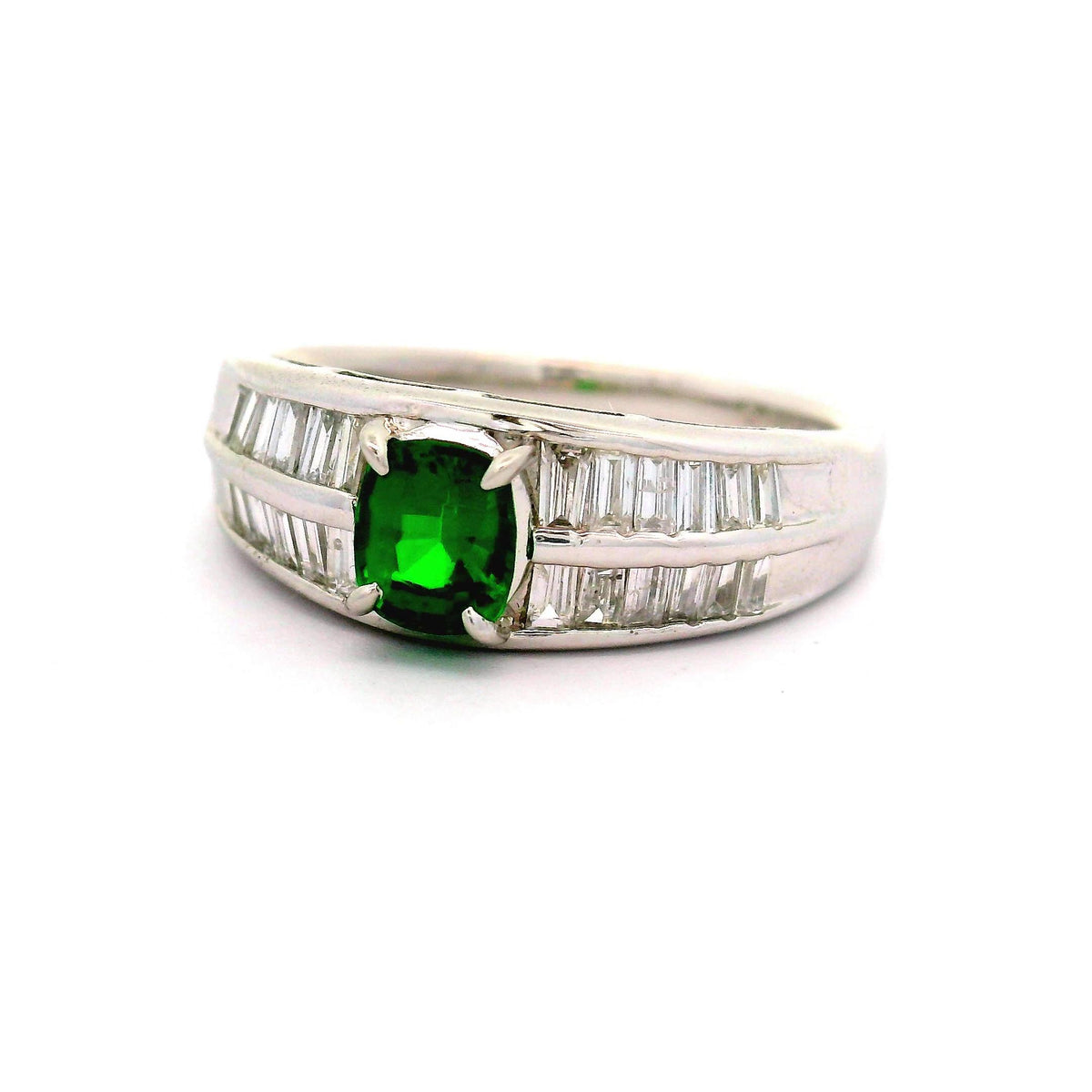 Tsavorite Garnet Diamond Platinum Ring