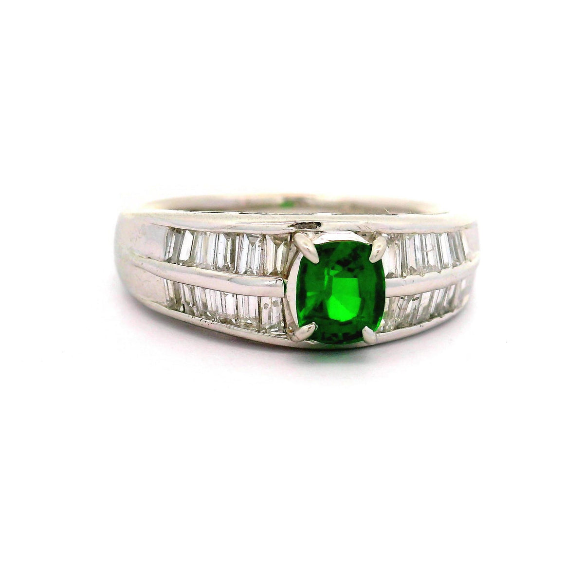 Tsavorite Garnet Diamond Platinum Ring