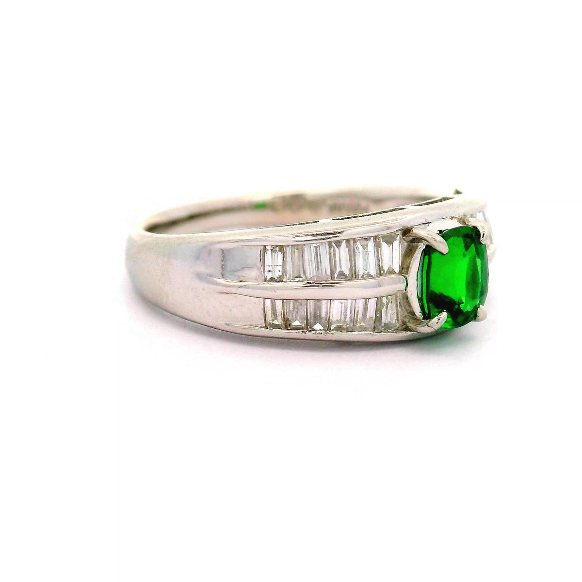 Tsavorite Garnet Diamond Platinum Ring