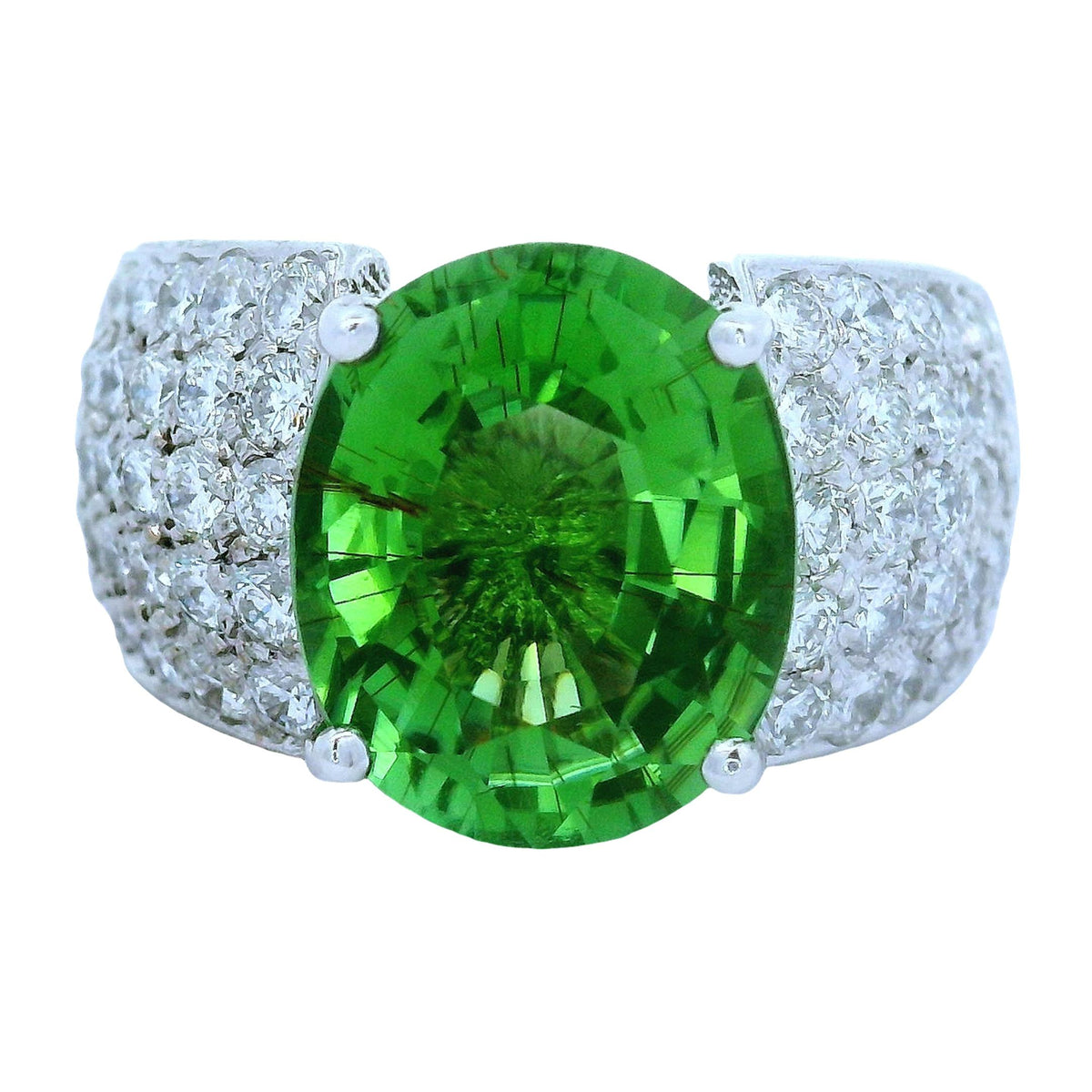 6.23 Carat Green Paraiba Tourmaline Diamond 14K White Gold Ring, AGL Certified