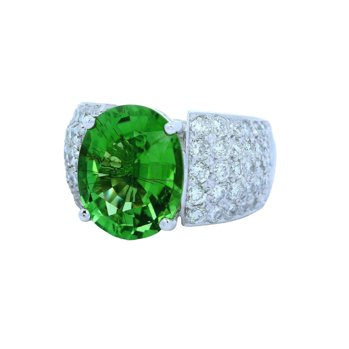 6.23 Carat Green Paraiba Tourmaline Diamond 14K White Gold Ring, AGL Certified