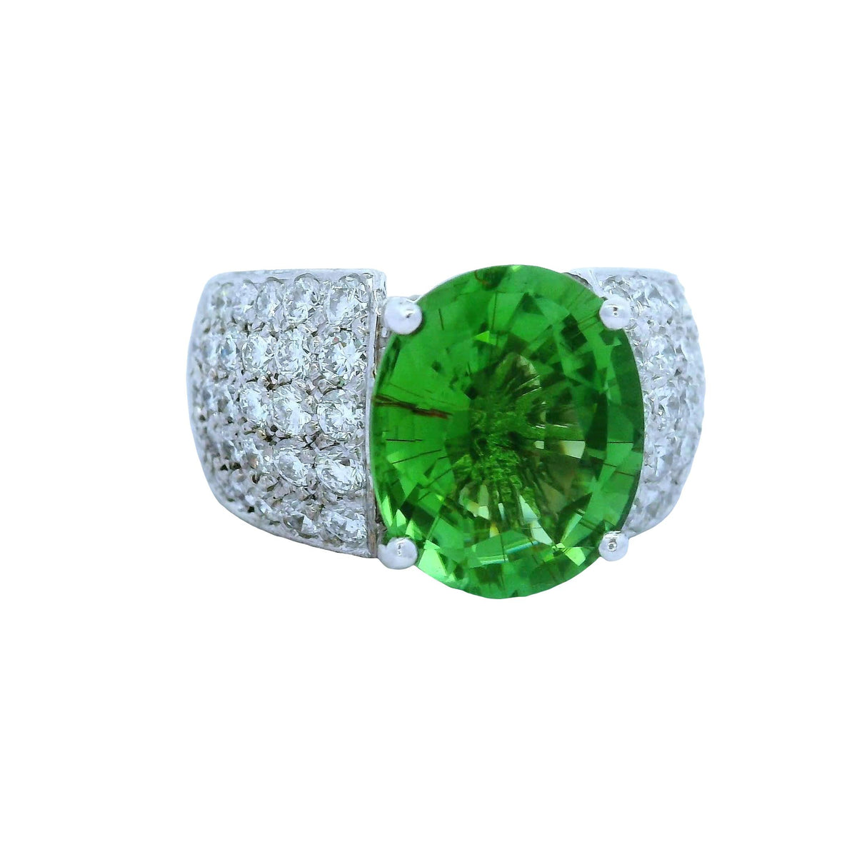 6.23 Carat Green Paraiba Tourmaline Diamond 14K White Gold Ring, AGL Certified