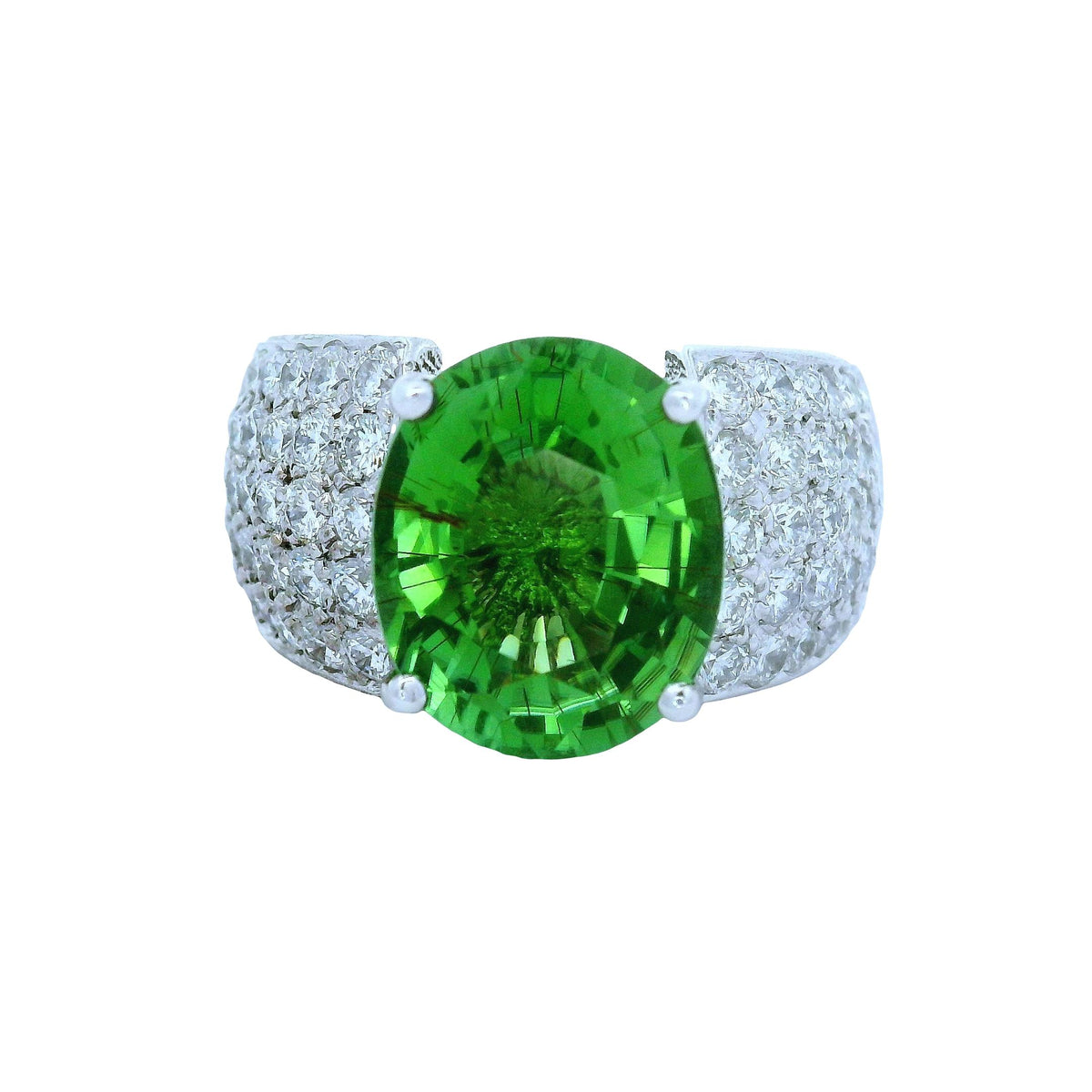 6.23 Carat Green Paraiba Tourmaline Diamond 14K White Gold Ring, AGL Certified