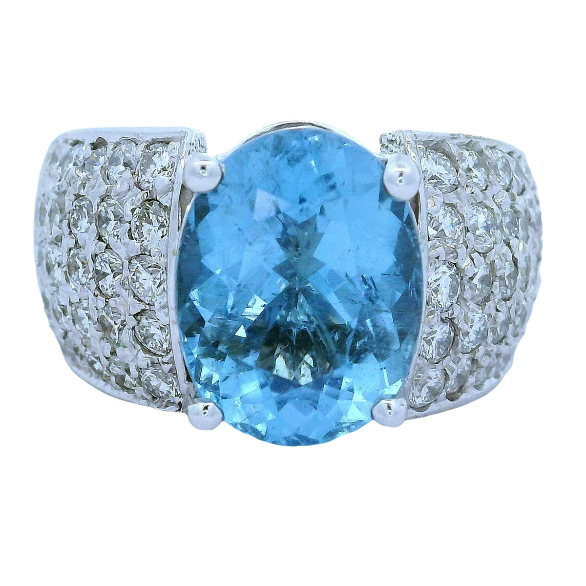 5.45 Carat No-Heat Paraiba Tourmaline Diamond 14K White Gold Ring, AGL Certified