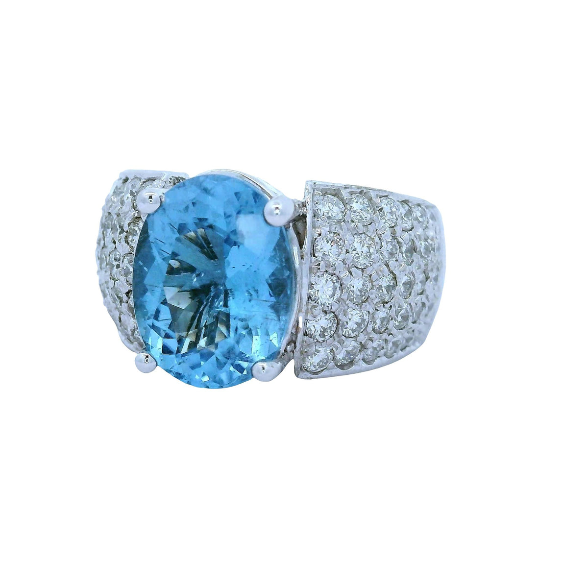 5.45 Carat No-Heat Paraiba Tourmaline Diamond 14K White Gold Ring, AGL Certified