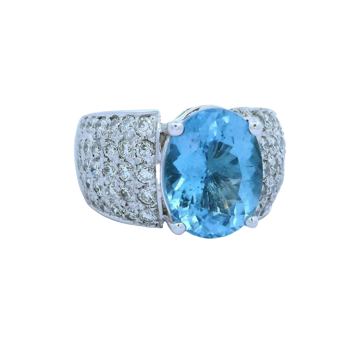 5.45 Carat No-Heat Paraiba Tourmaline Diamond 14K White Gold Ring, AGL Certified
