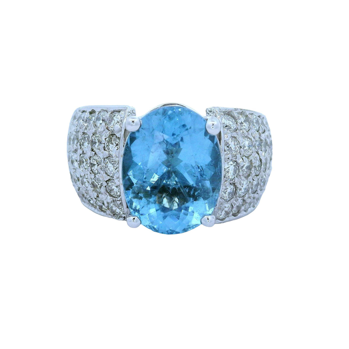 5.45 Carat No-Heat Paraiba Tourmaline Diamond 14K White Gold Ring, AGL Certified