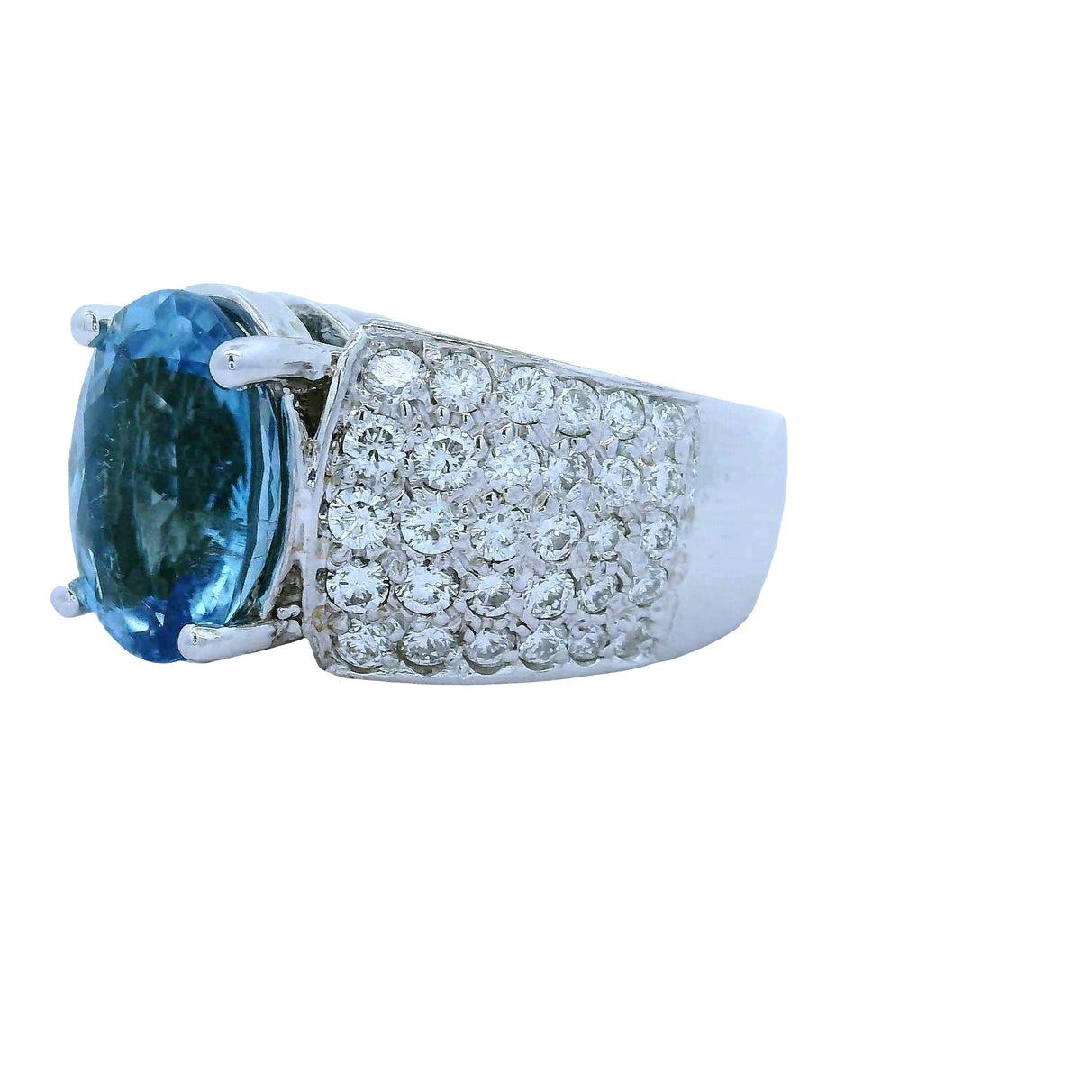 5.45 Carat No-Heat Paraiba Tourmaline Diamond 14K White Gold Ring, AGL Certified