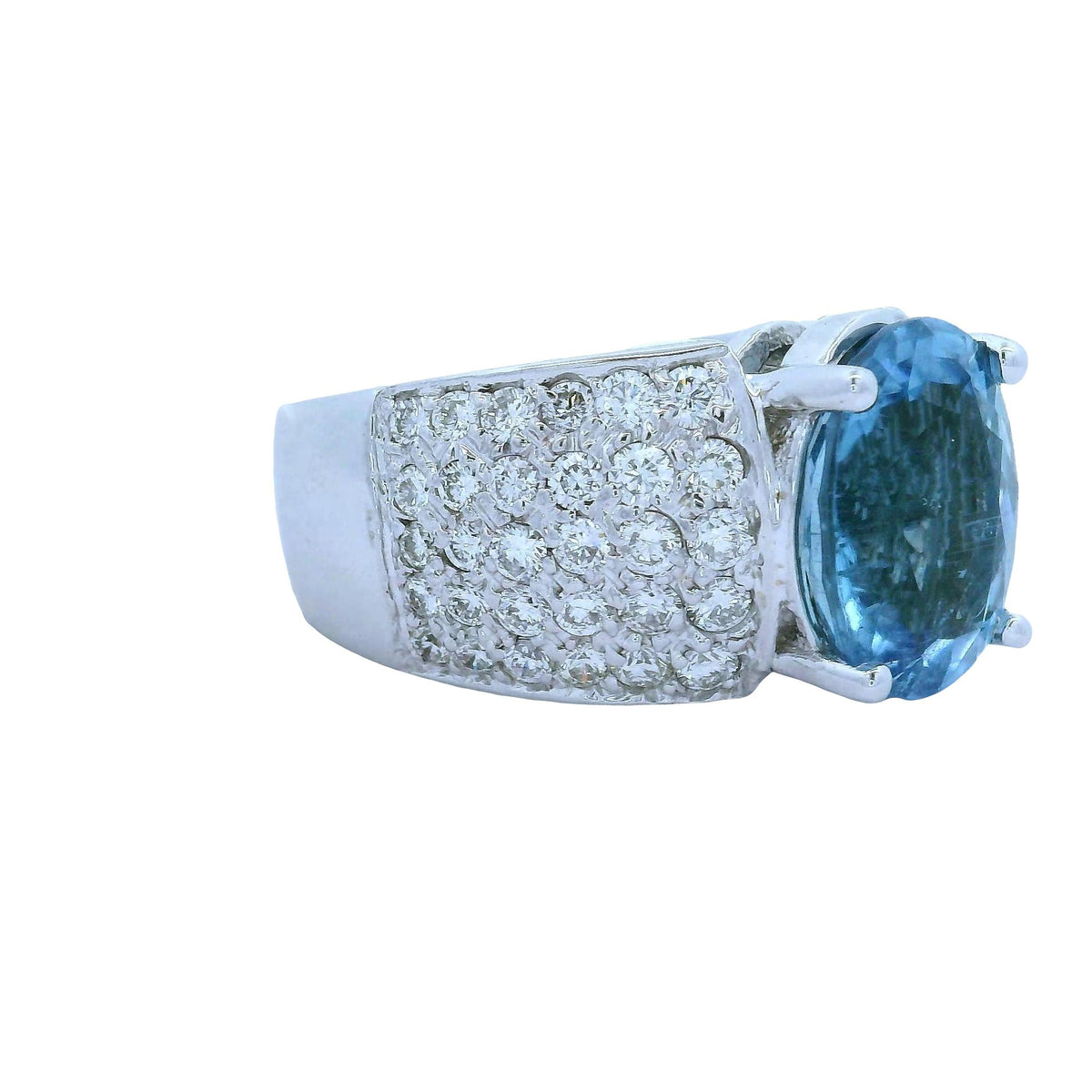 5.45 Carat No-Heat Paraiba Tourmaline Diamond 14K White Gold Ring, AGL Certified