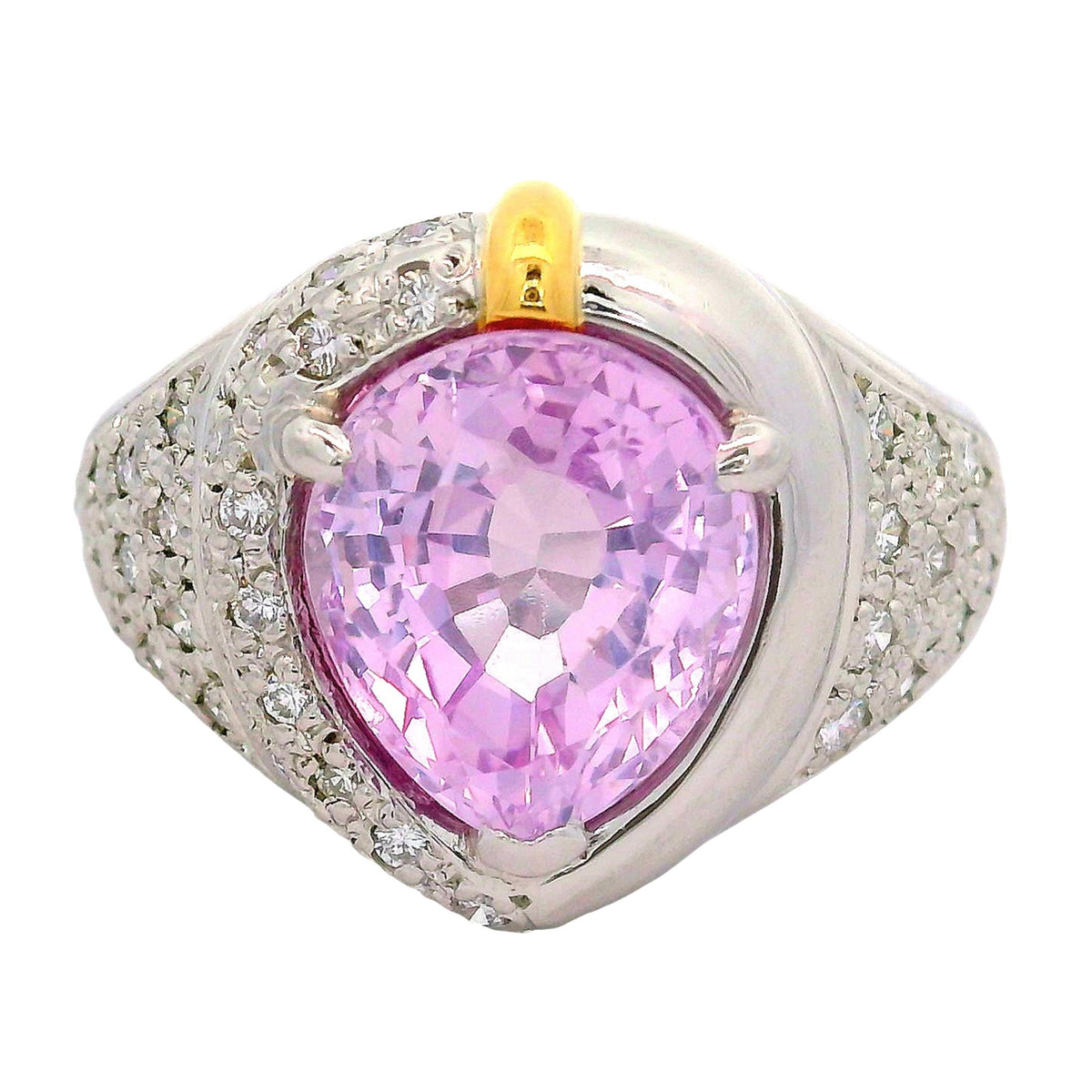5.06 Carat Pink Sapphire Diamond Platinum Ring, GIA Certified