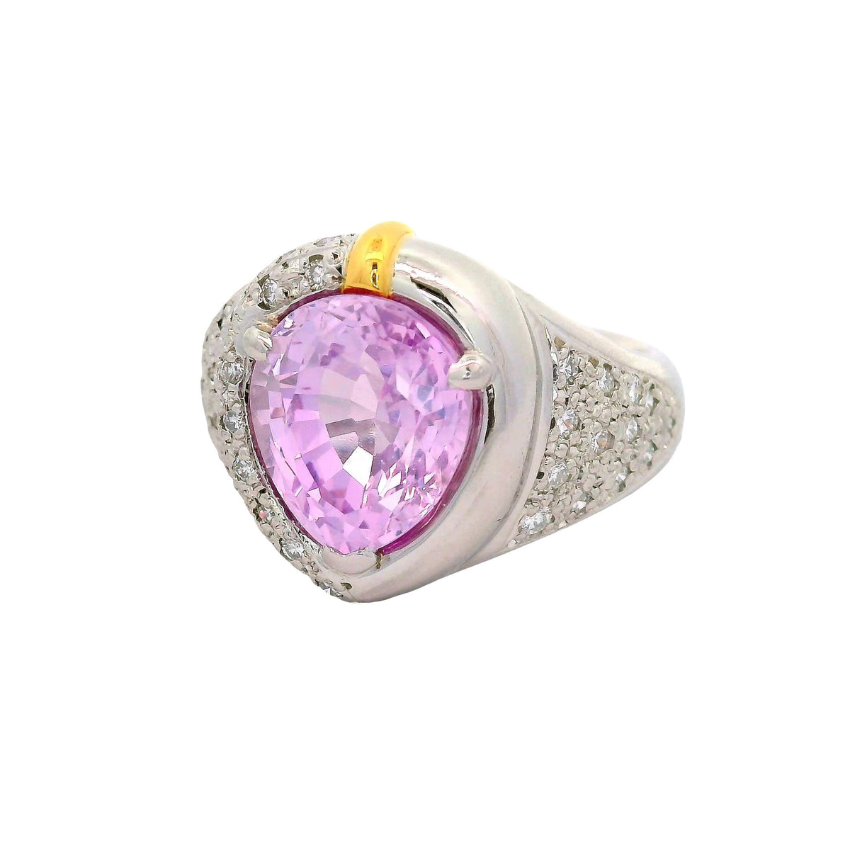 5.06 Carat Pink Sapphire Diamond Platinum Ring, GIA Certified