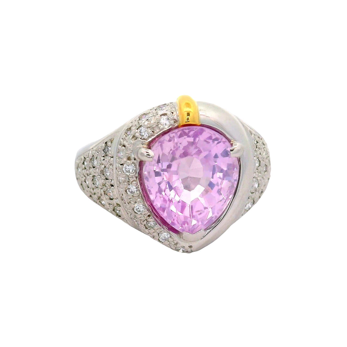5.06 Carat Pink Sapphire Diamond Platinum Ring, GIA Certified