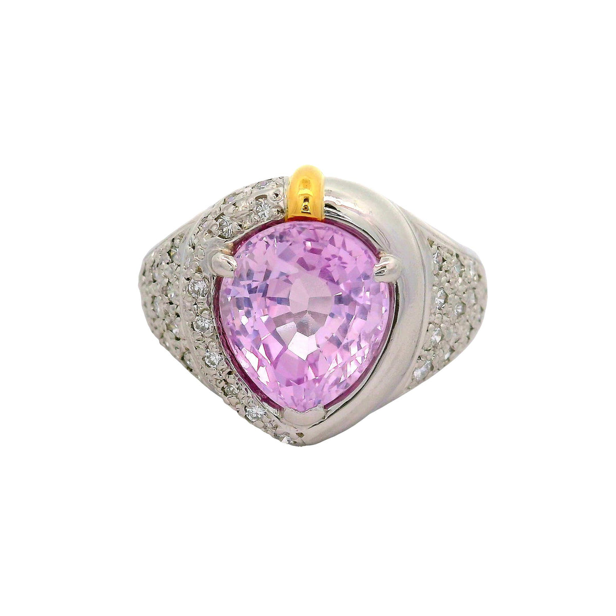 5.06 Carat Pink Sapphire Diamond Platinum Ring, GIA Certified