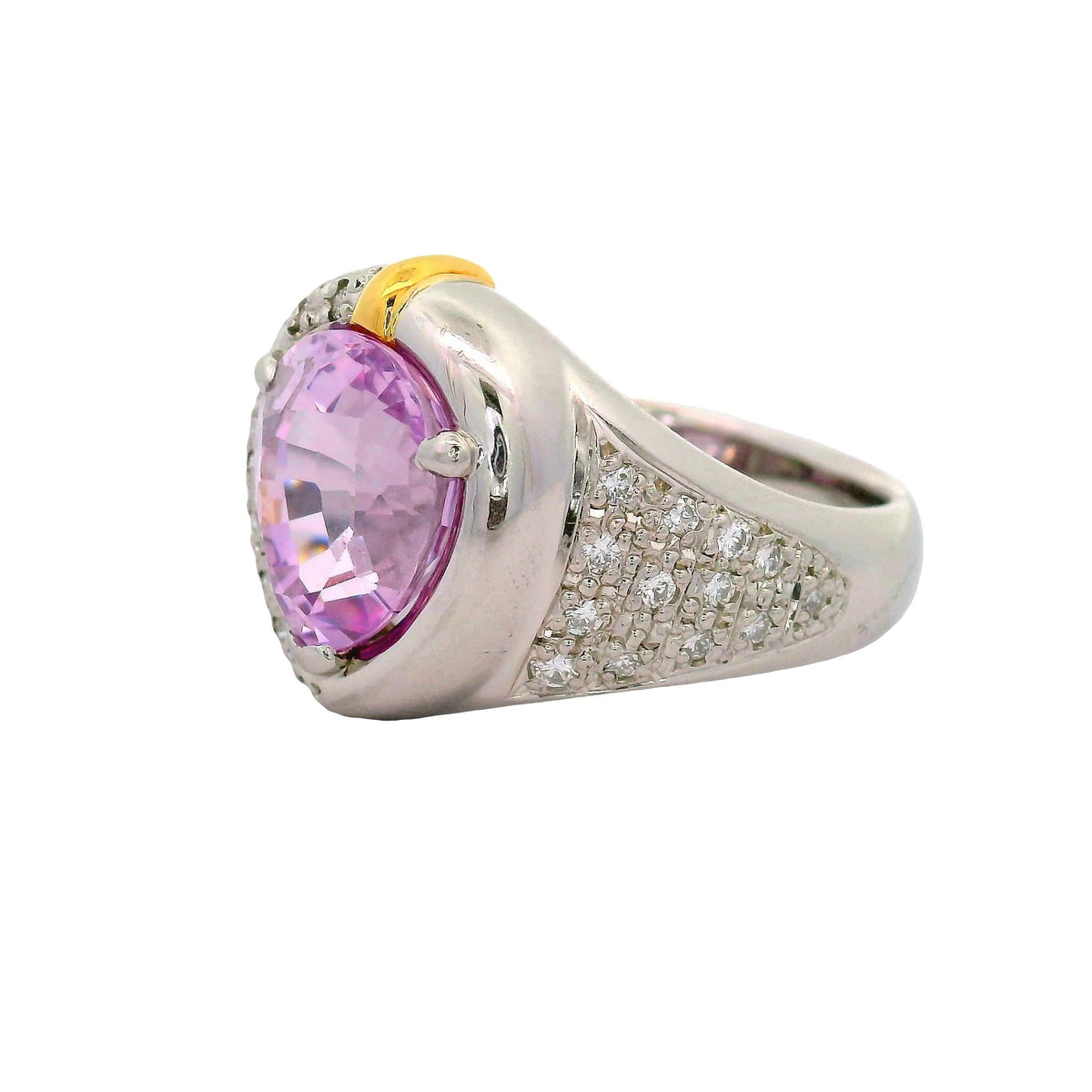 5.06 Carat Pink Sapphire Diamond Platinum Ring, GIA Certified