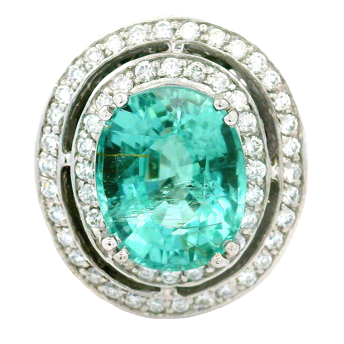 8.90 Carat Paraiba Tourmaline Diamond 14K White Gold Ring, AGL Certified