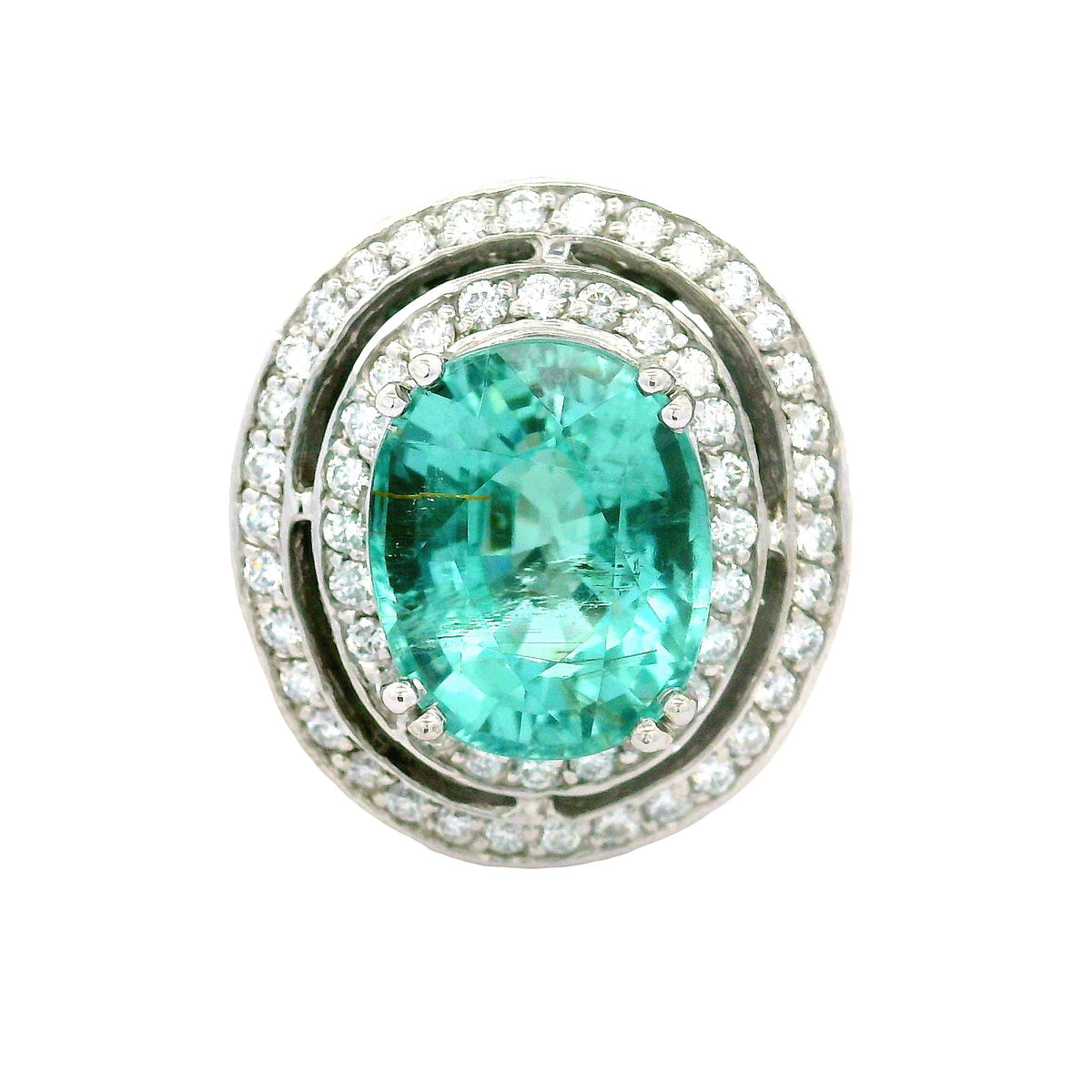 8.90 Carat Paraiba Tourmaline Diamond 14K White Gold Ring, AGL Certified