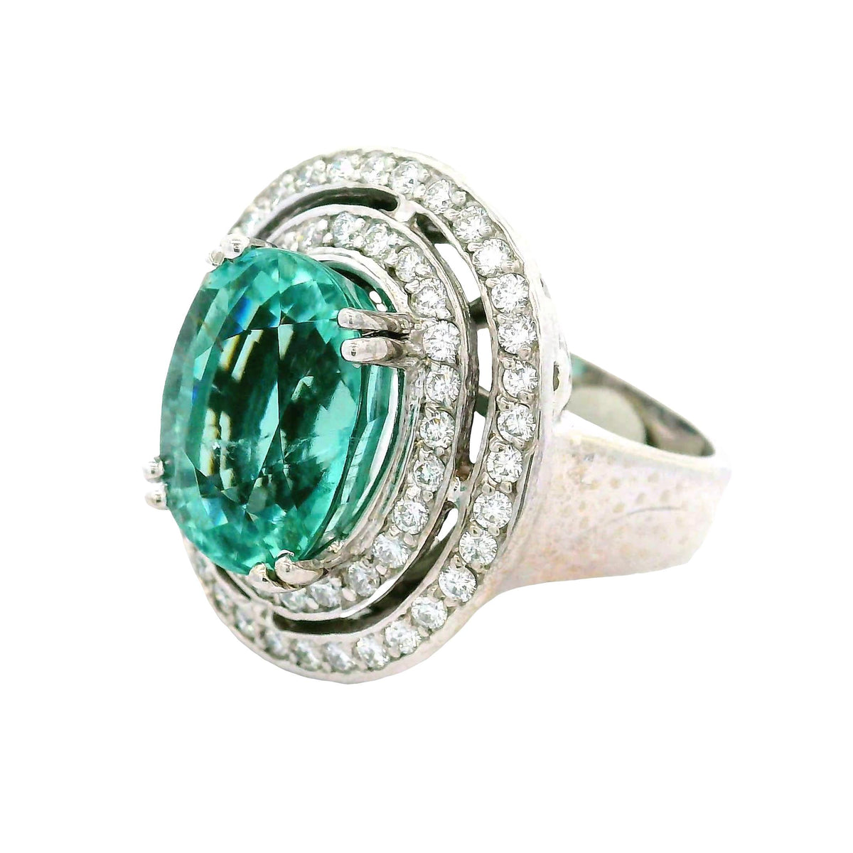 8.90 Carat Paraiba Tourmaline Diamond 14K White Gold Ring, AGL Certified