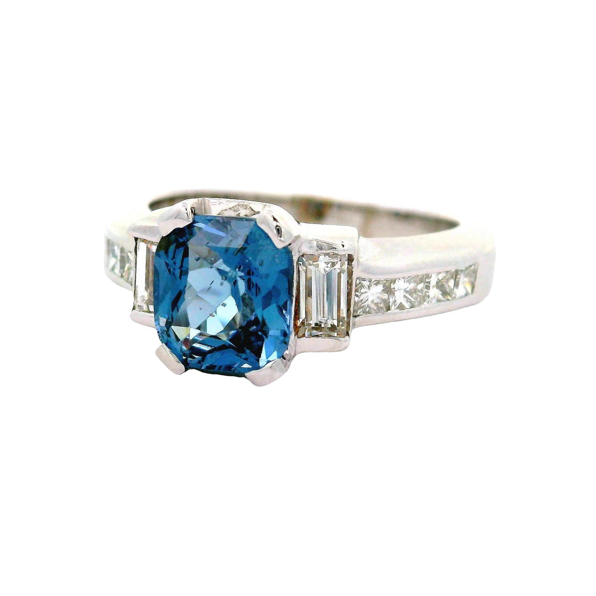 Blue Spinel Diamond 14K White Gold Ring