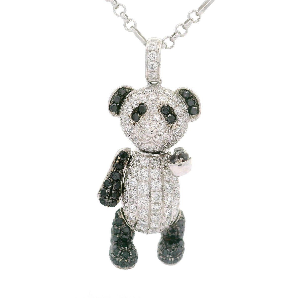 Diamond 18K White Gold Panda Pendant Necklace
