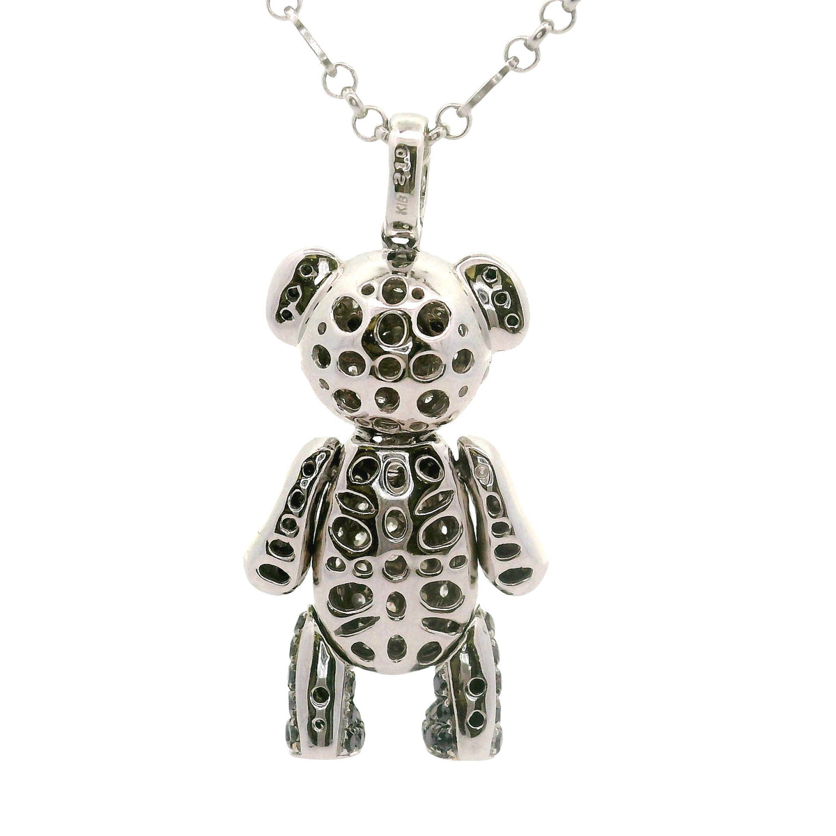 Diamond 18K White Gold Panda Pendant Necklace