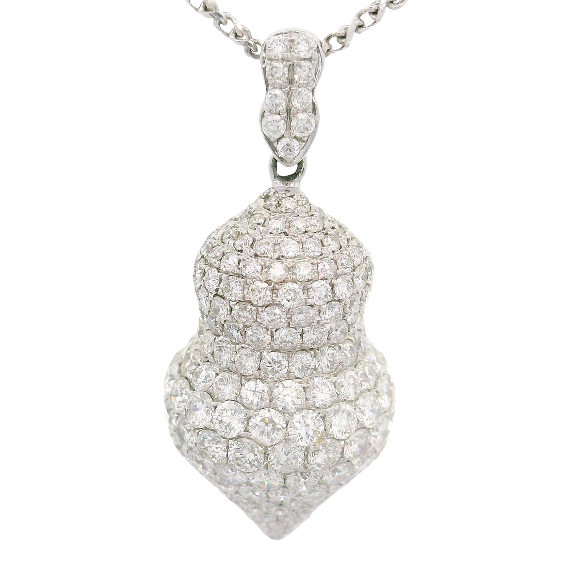 Diamond 18K White Gold Pave-set Pendant Necklace