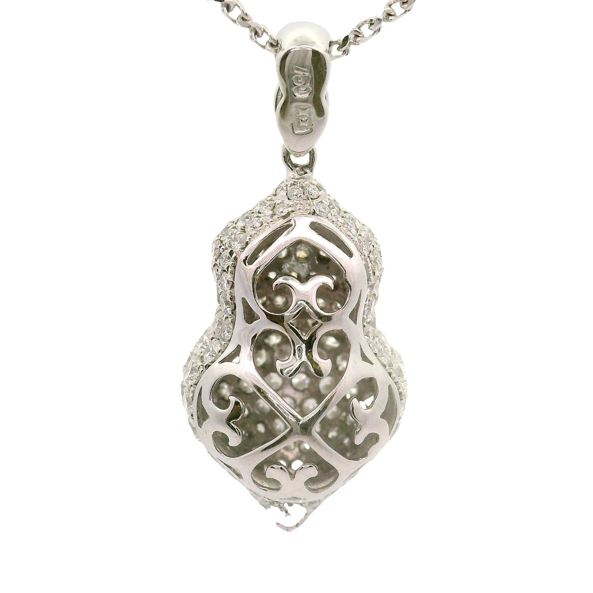 Diamond 18K White Gold Pave-set Pendant Necklace