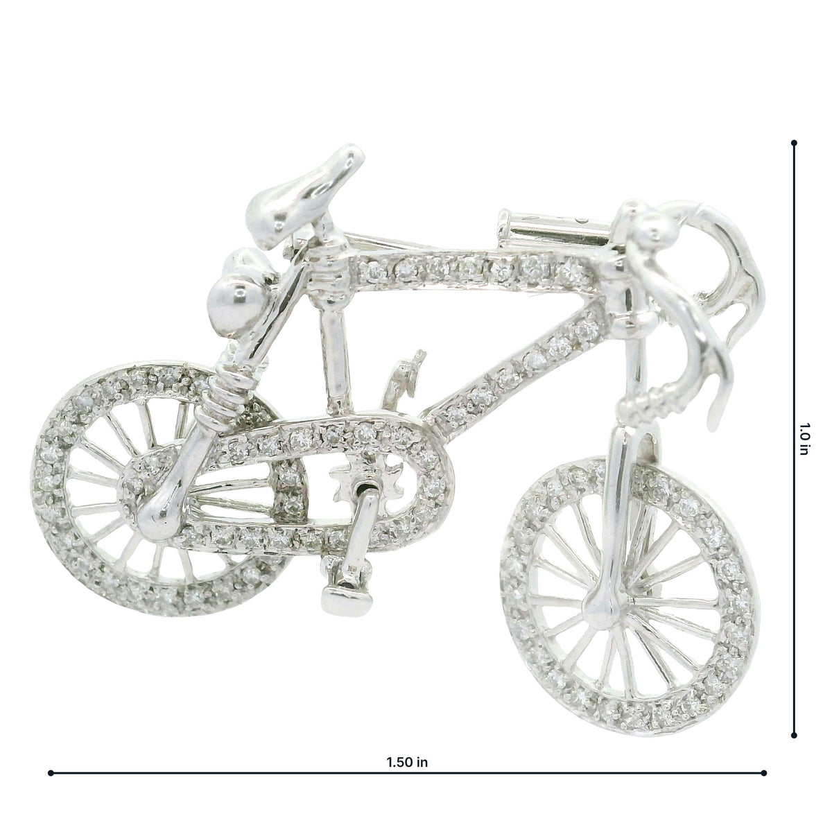 Diamond 18K White Gold Bicycle Brooch