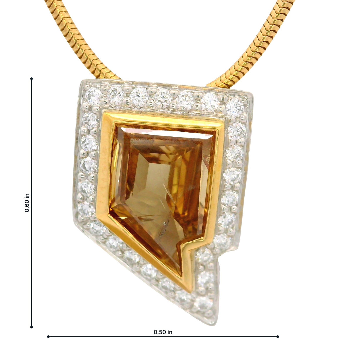 Vintage 2.26 Carat Cognac Diamond 18k Gold & Platinum Pendant Necklace